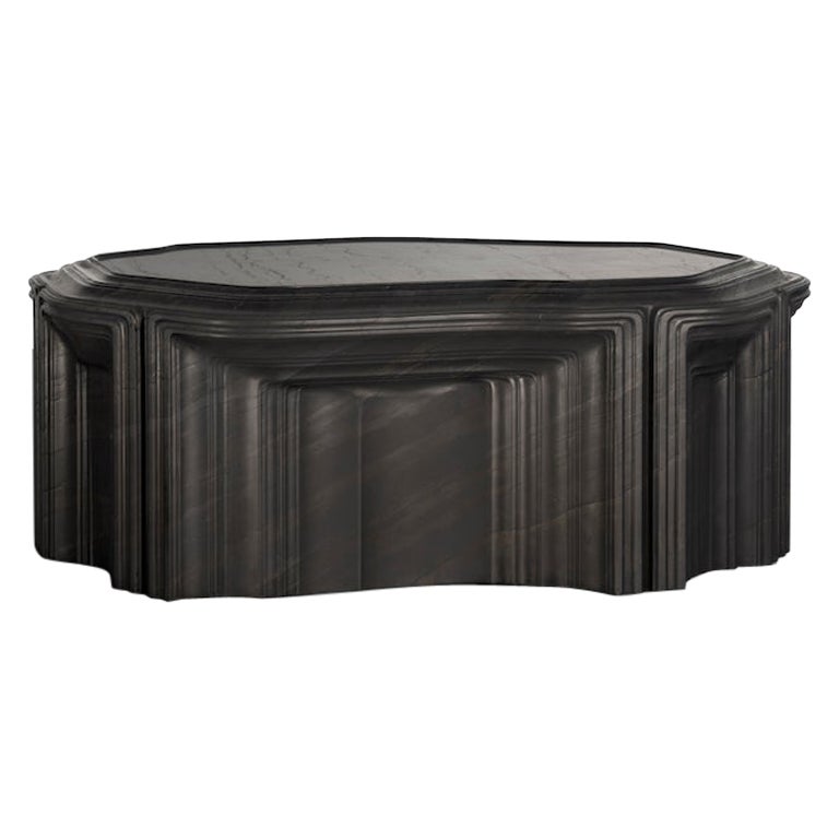 Distorsión de la memoria - Mesa baja, Zeng Peng, Mesa baja de mármol marrón oscuro mate en venta