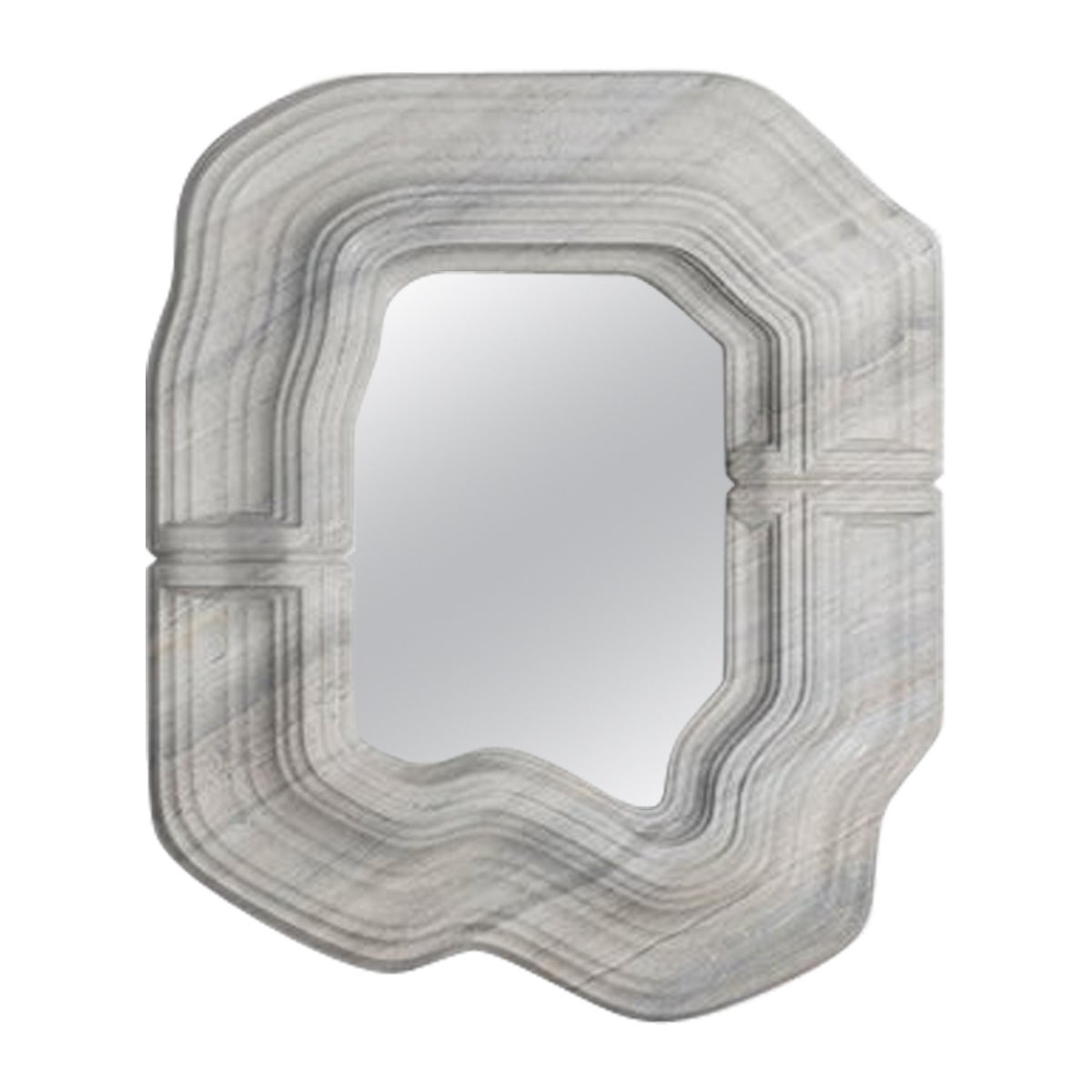 Distorsión de la memoria - Espejo de pared, Zeng Peng, Espejo de pared de mármol gris mate en venta