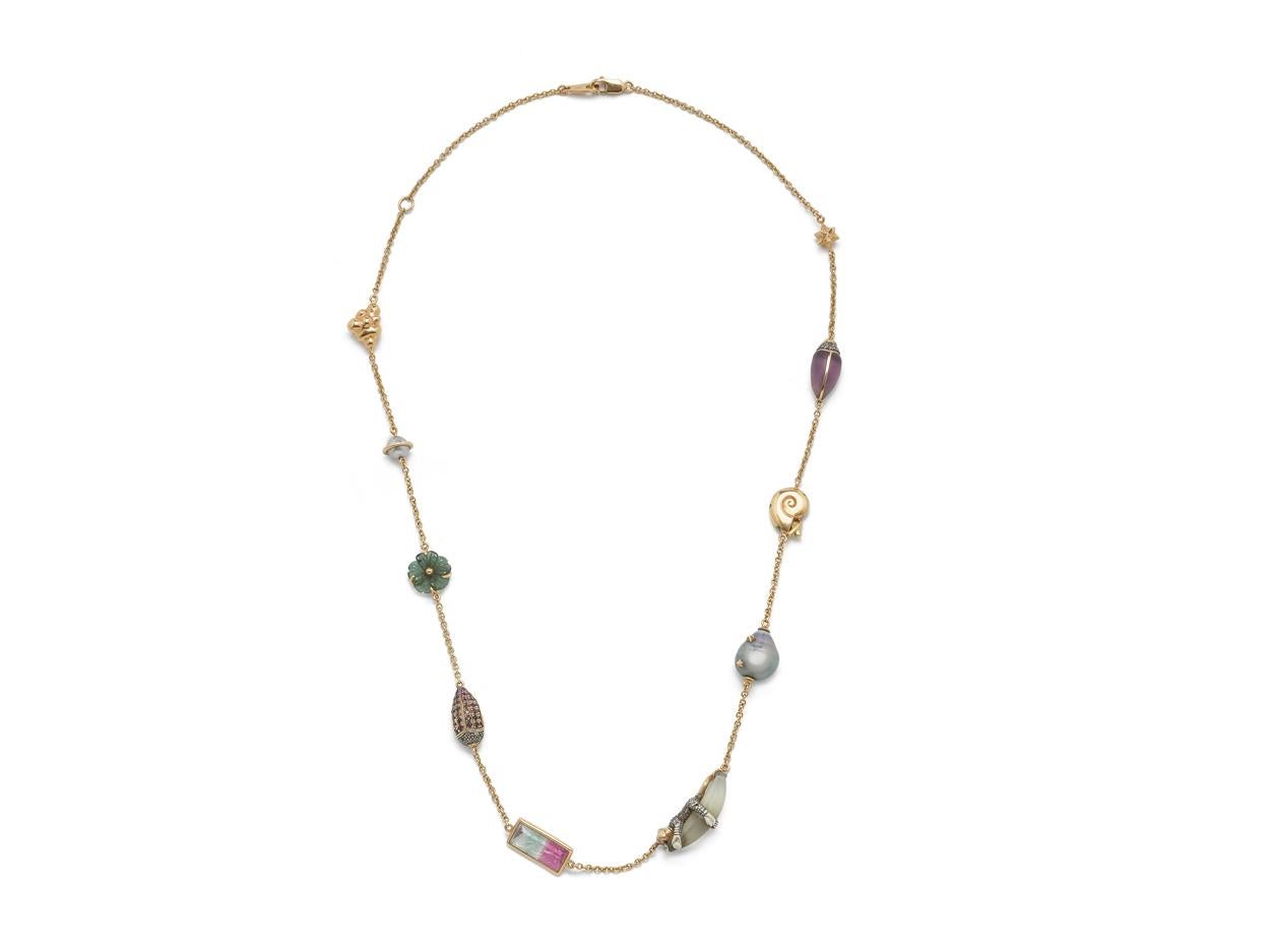 Memory Lane Halskette
18 Karat Roségold, Amethyst, rosa
saphire, Turmalin, Perle,
zitronenquarz, Diamanten