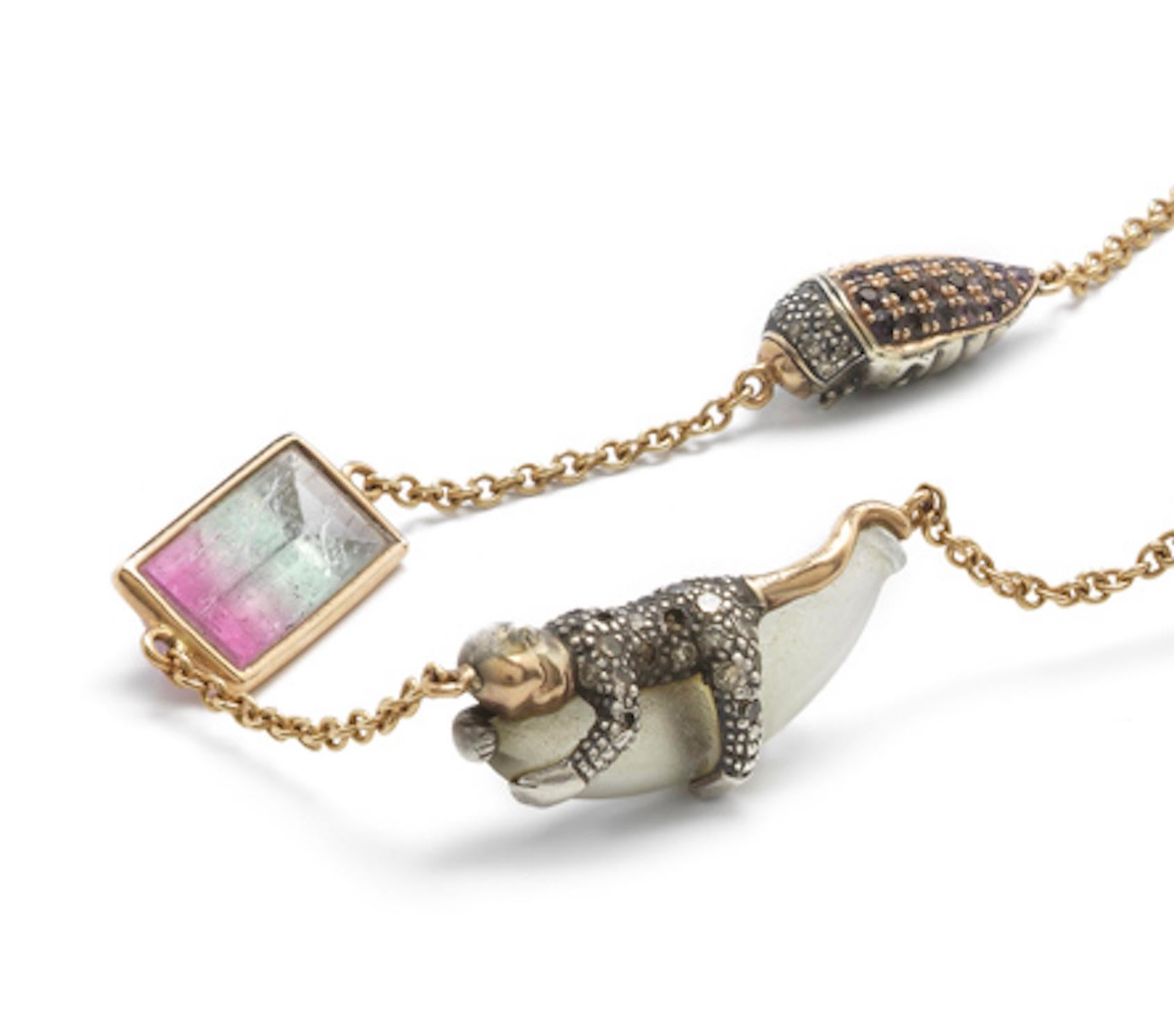 18 Karat Gold, Amethyst, Saphire und Diamanten, Memory Lane Halskette (Zeitgenössisch) im Angebot