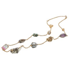 18 Karat Gold, Amethyst, Saphire und Diamanten, Memory Lane Halskette