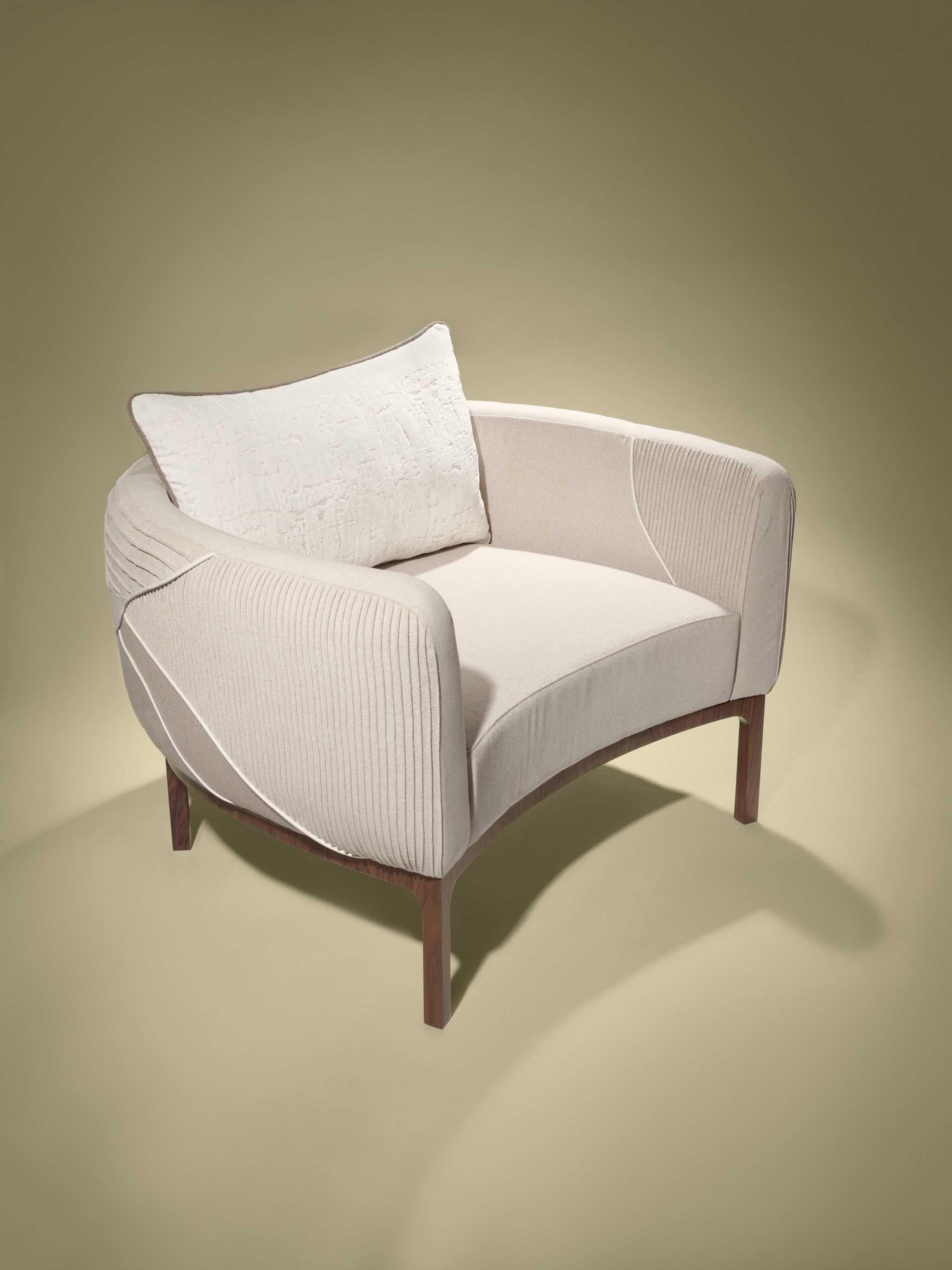 Fabric Memory Lines Contemporary Armchair with artistic intervention by Juliana Ribeiro For Sale