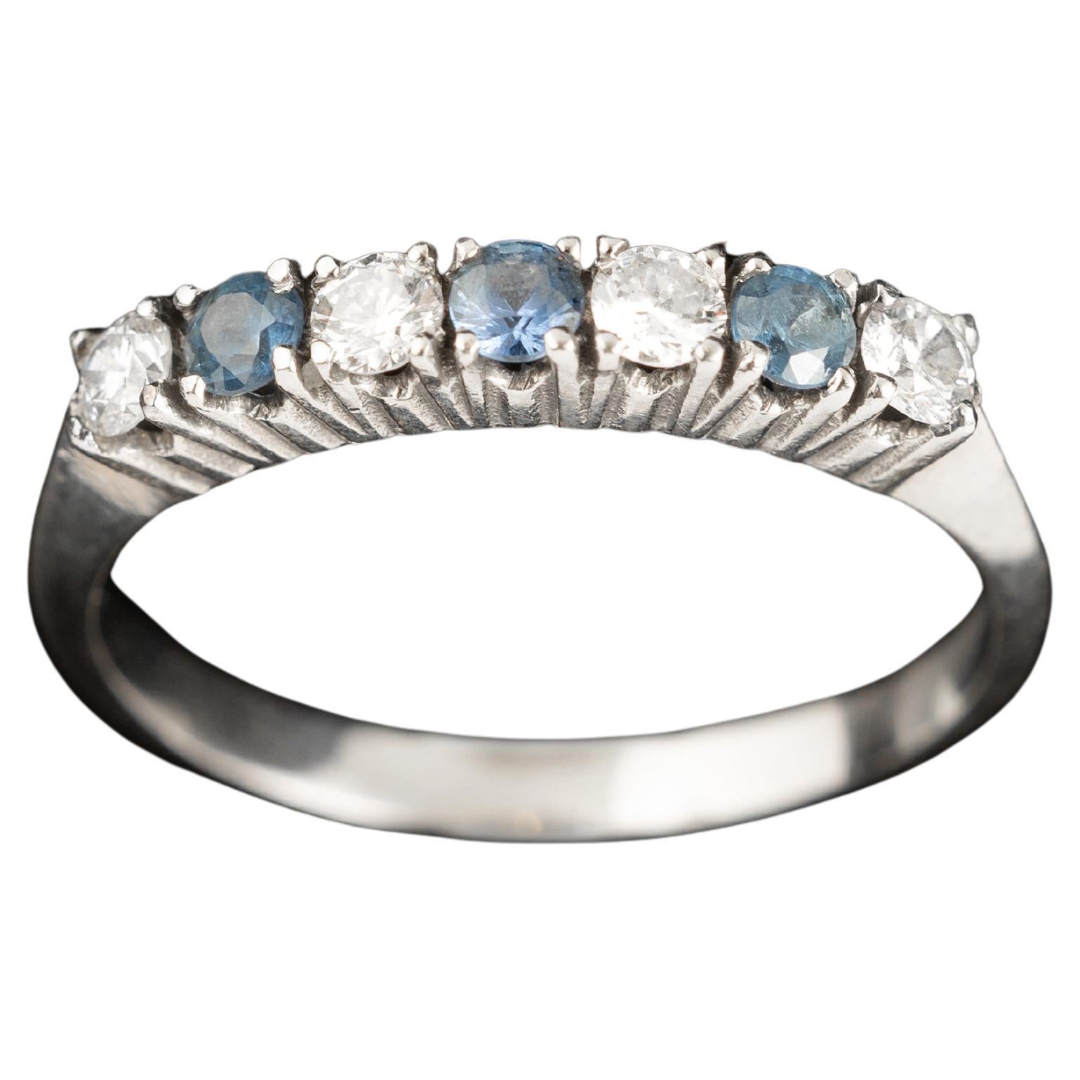 Memory Ring in White Gold with Diamonds and Sapphires For Sale