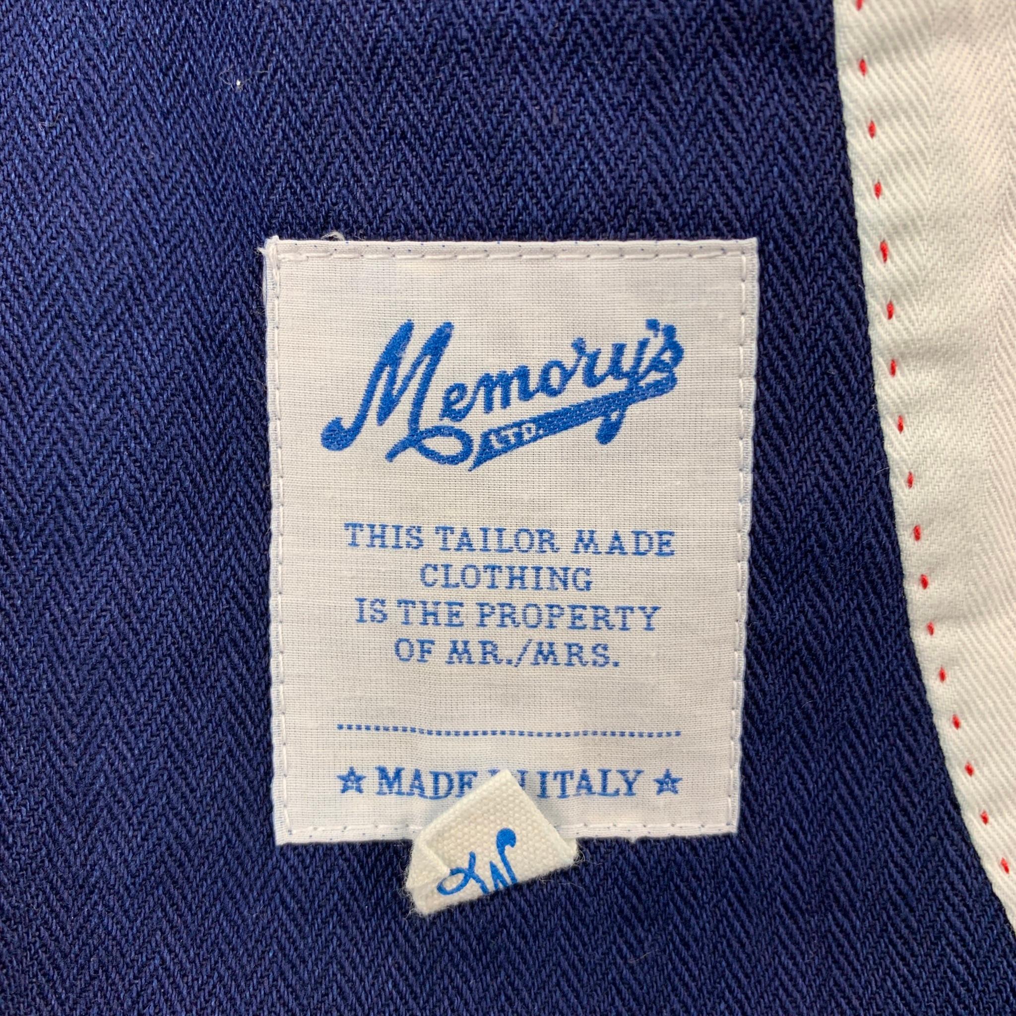 MEMORY'S Size 36 Navy Cotton Single Button Sport Coat 2