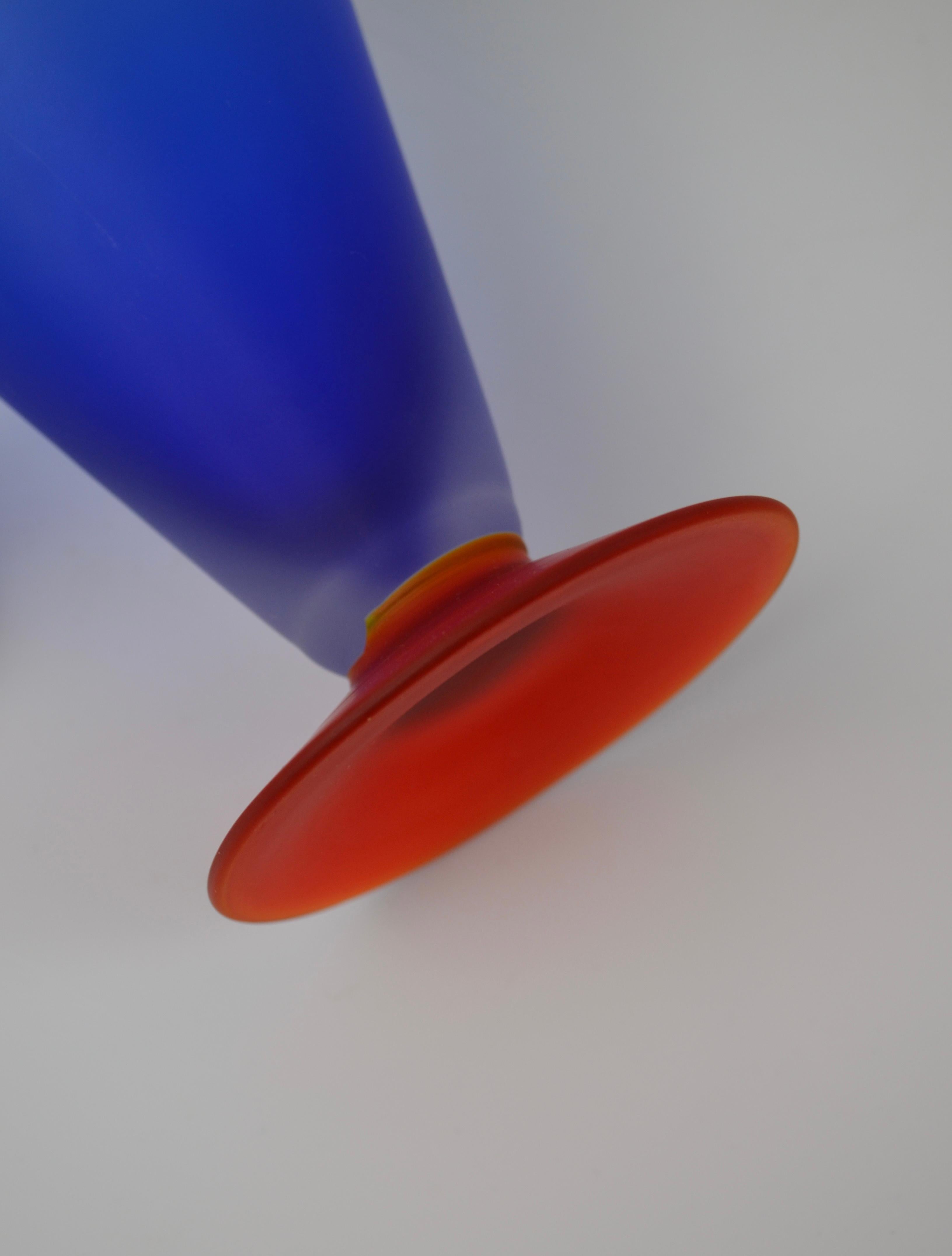 Portuguese Memphis Art frosted Glass Bottle For Sale