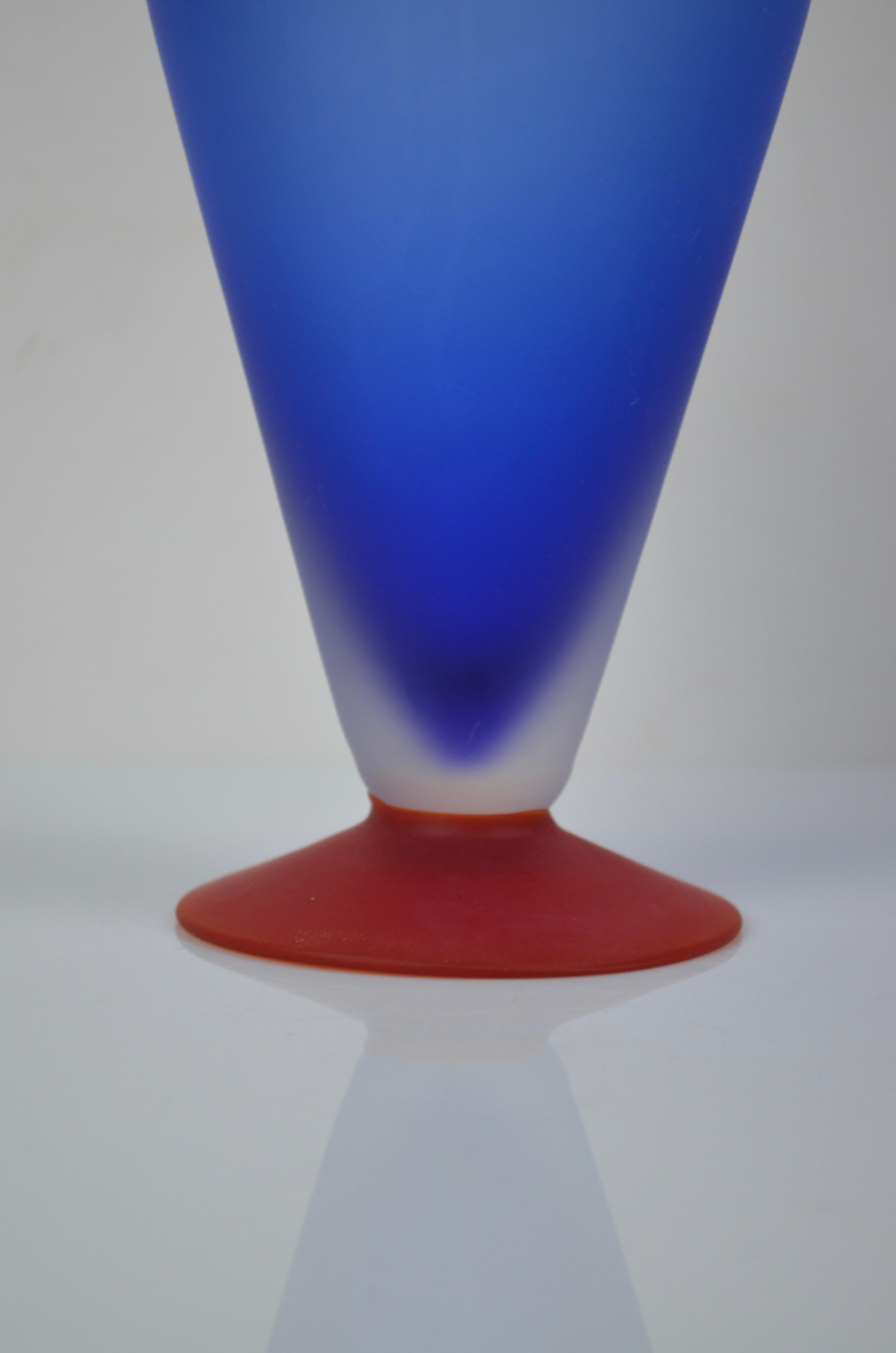 Blown Glass Memphis Art frosted Glass Bottle For Sale