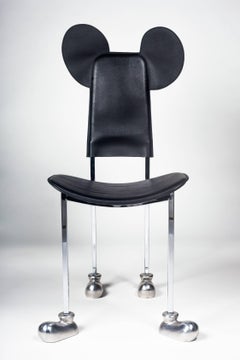 Memphis-Stuhl von Javier Mariscal, „Garriris“, schwarzes Leder, Spanien, 1987