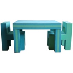 Memphis Children's Table and Chair Set Attributed to Michele de Lucci