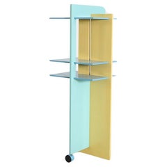 Retro Memphis Claudio Salocchi Inspired Blue & Yellow Revolving Bookcase