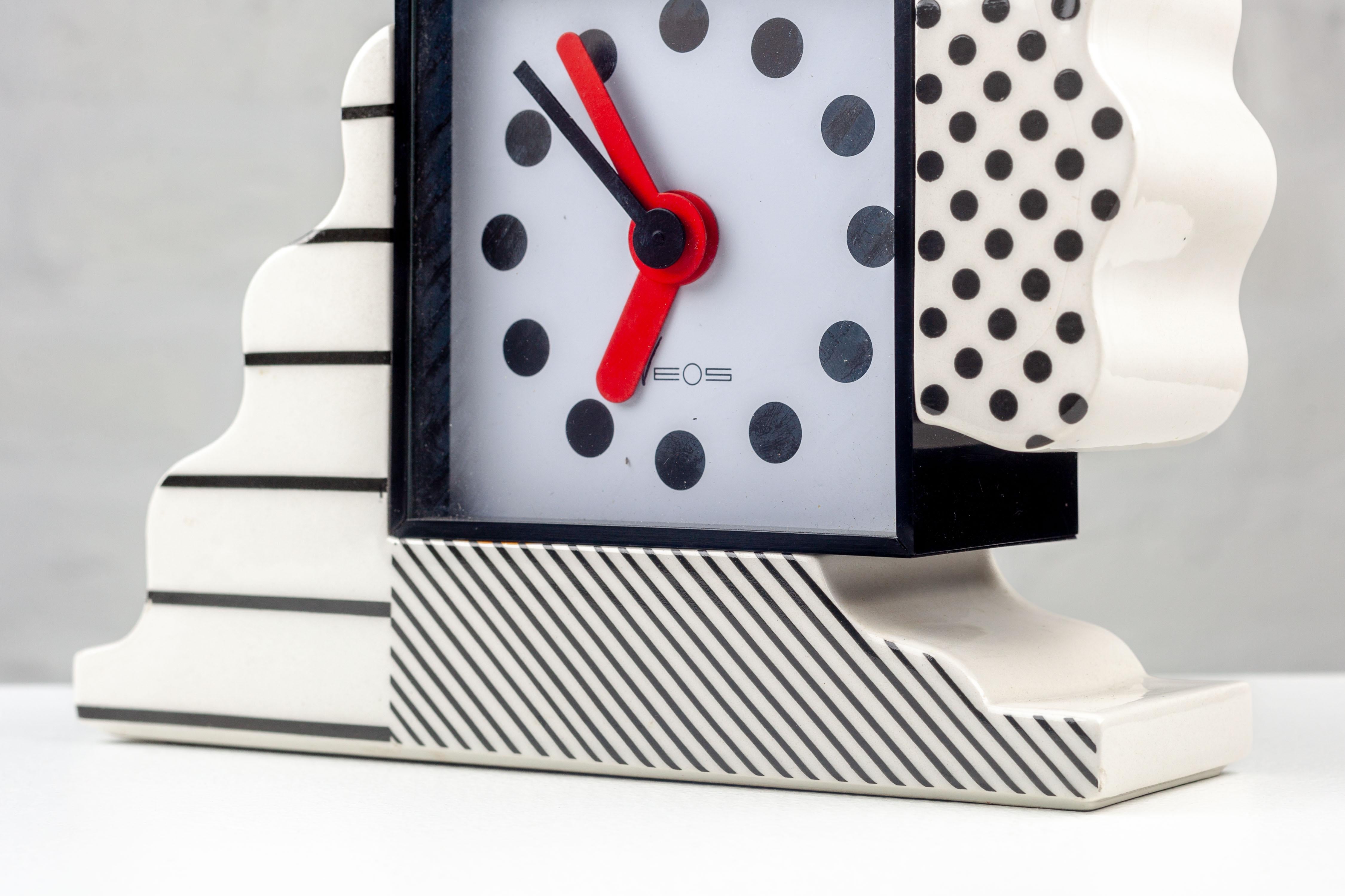 Porcelain Memphis Clock by Nathalie du Pasquier and George Sowden for Neos Lorenz Italy