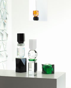 Portalampada a T in cristallo di Memphis, cristallo contemporaneo scolpito a mano