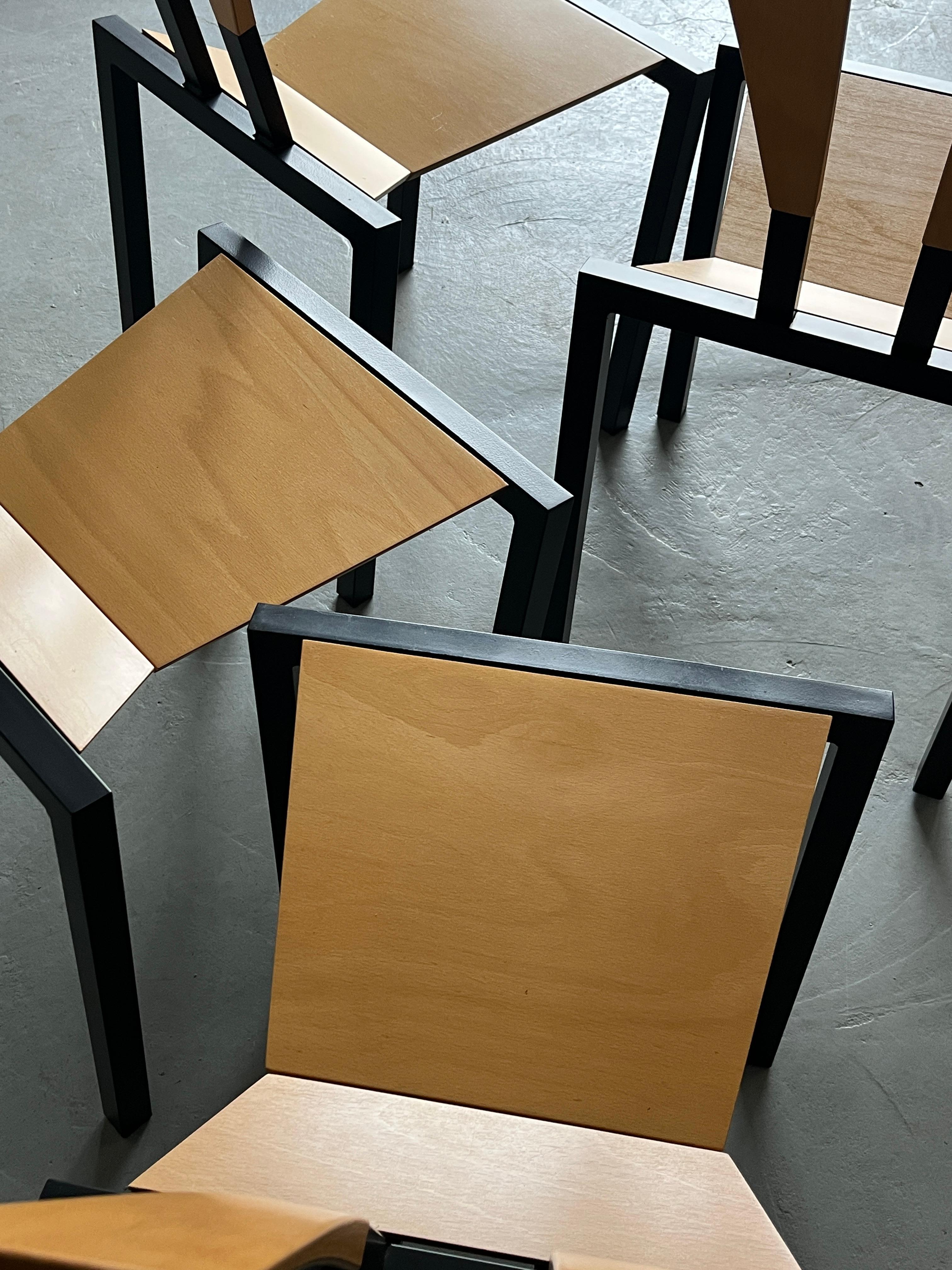 Chaises de salle à manger empilables géométriques postmodernes Memphis Design de KFF, Allemagne, années 80 en vente 3