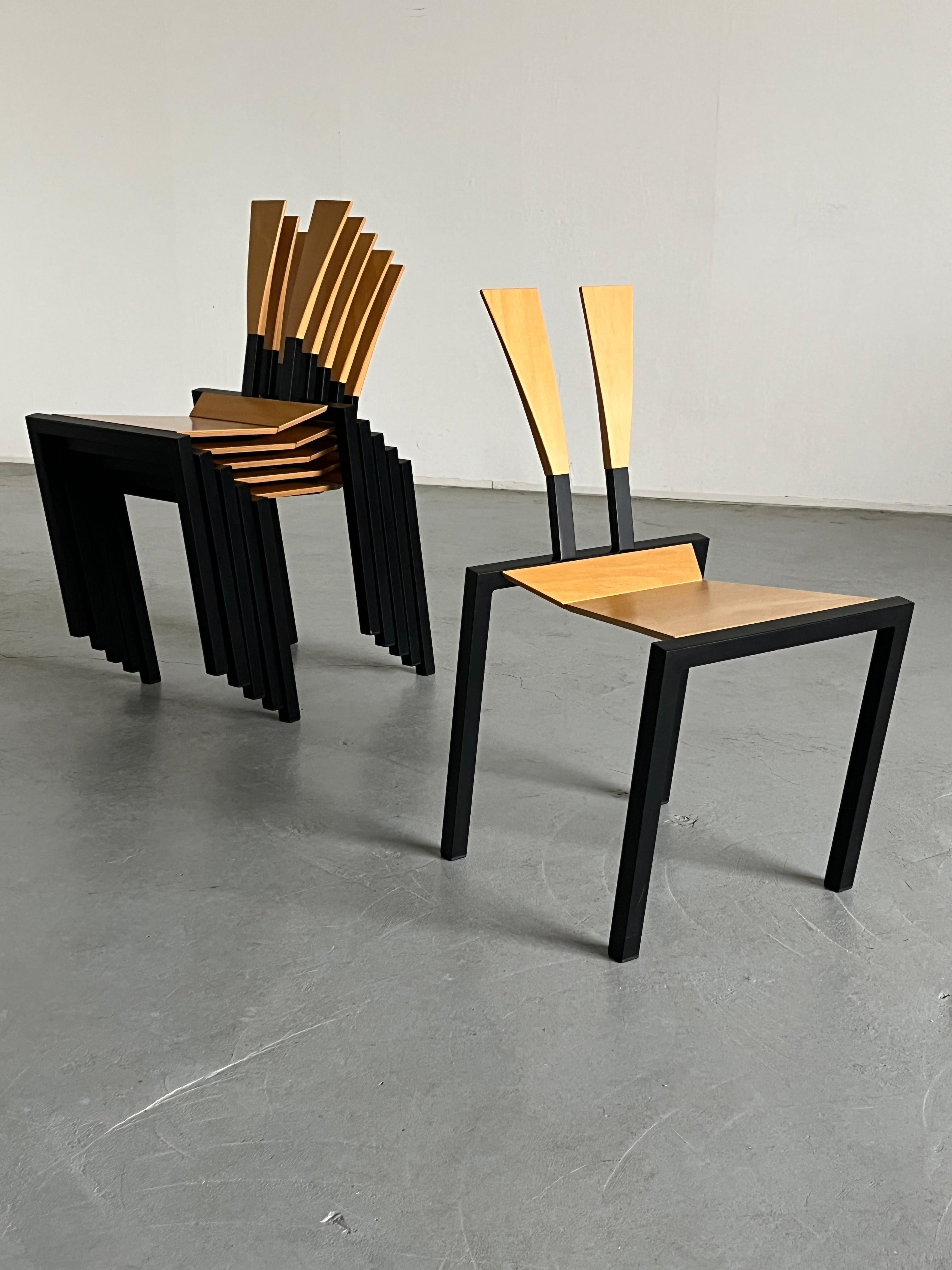 Chaises de salle à manger empilables géométriques postmodernes Memphis Design de KFF, Allemagne, années 80 Bon état - En vente à Zagreb, HR