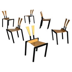 Sillas de comedor apilables geométricas postmodernas de diseño Memphis de KFF 80s Alemania