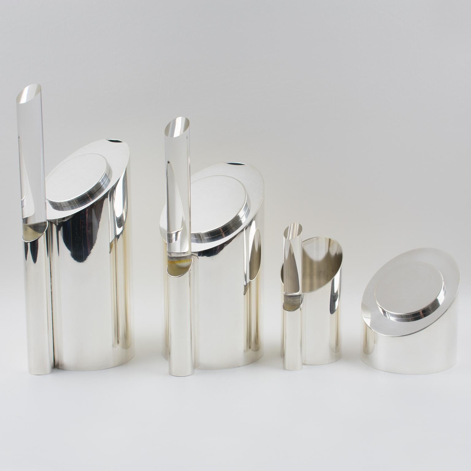 Servizio da tè e caffè Memphis in argento e lucite di Guildart, circa 1980 in vendita 6