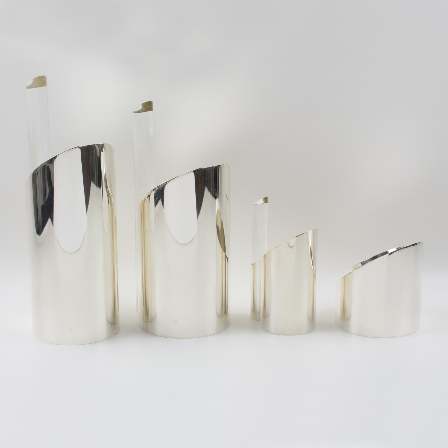 Servizio da tè e caffè Memphis in argento e lucite di Guildart, circa 1980 in vendita 7