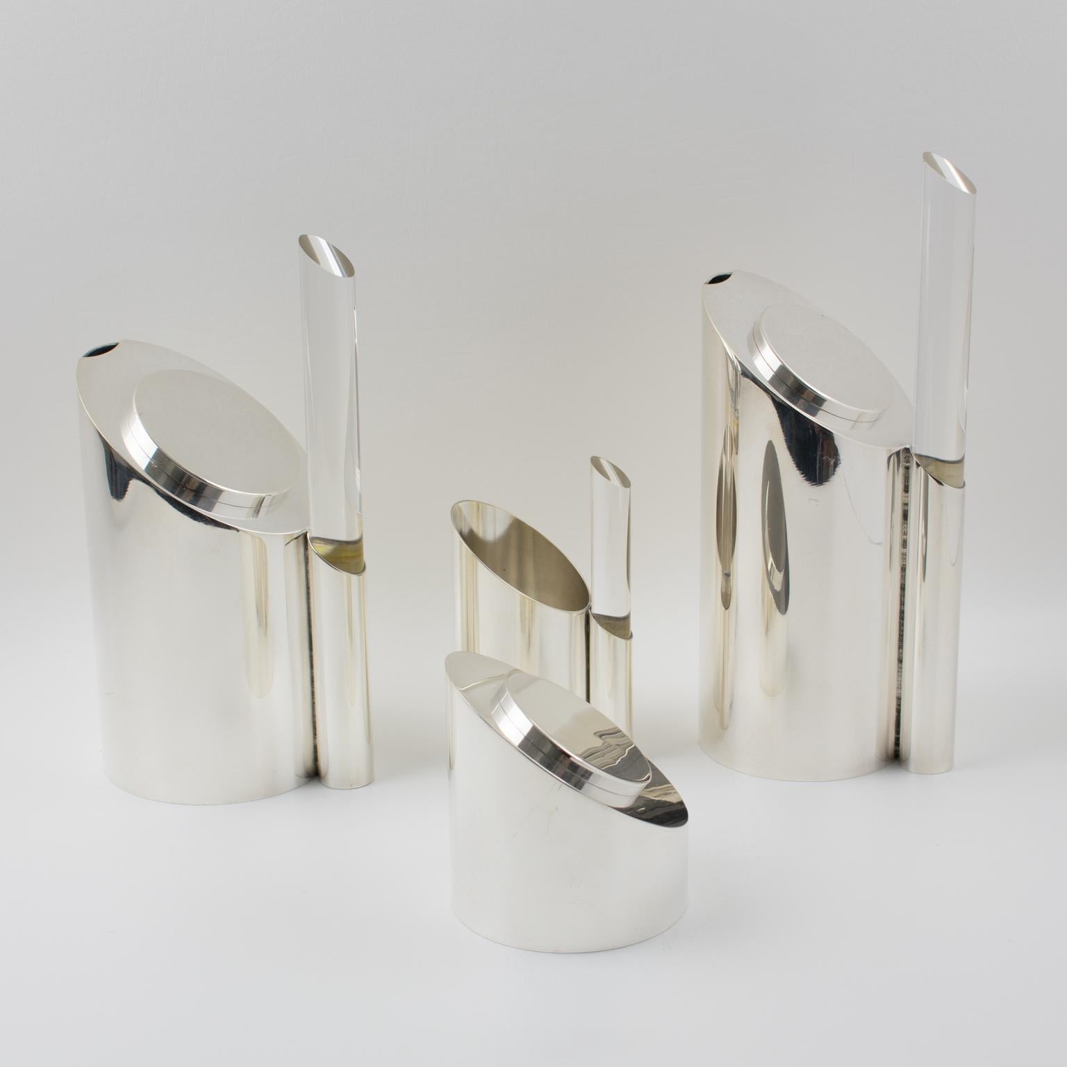 Moderno Servizio da tè e caffè Memphis in argento e lucite di Guildart, circa 1980 in vendita