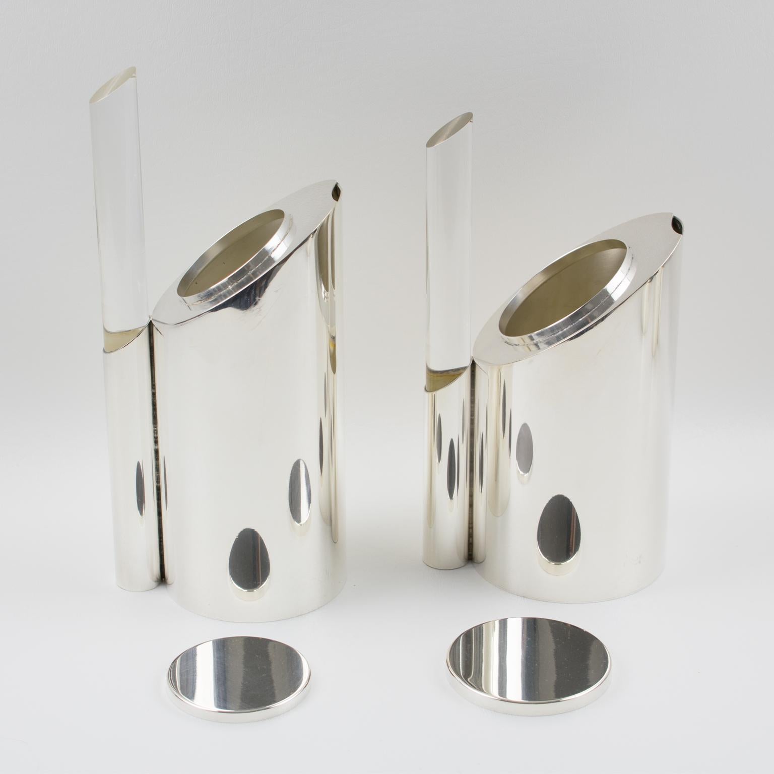 Service à thé et café Memphis Design en métal argenté et Lucite de Guildart France en vente 2