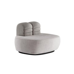 Memphis Design Style Plumy Armchair with a Small Backrest and Golden Metal Base