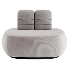 Plumy-Sessel im Memphis Design-Stil mit kleiner Rückenlehne und goldenem Metallgestell