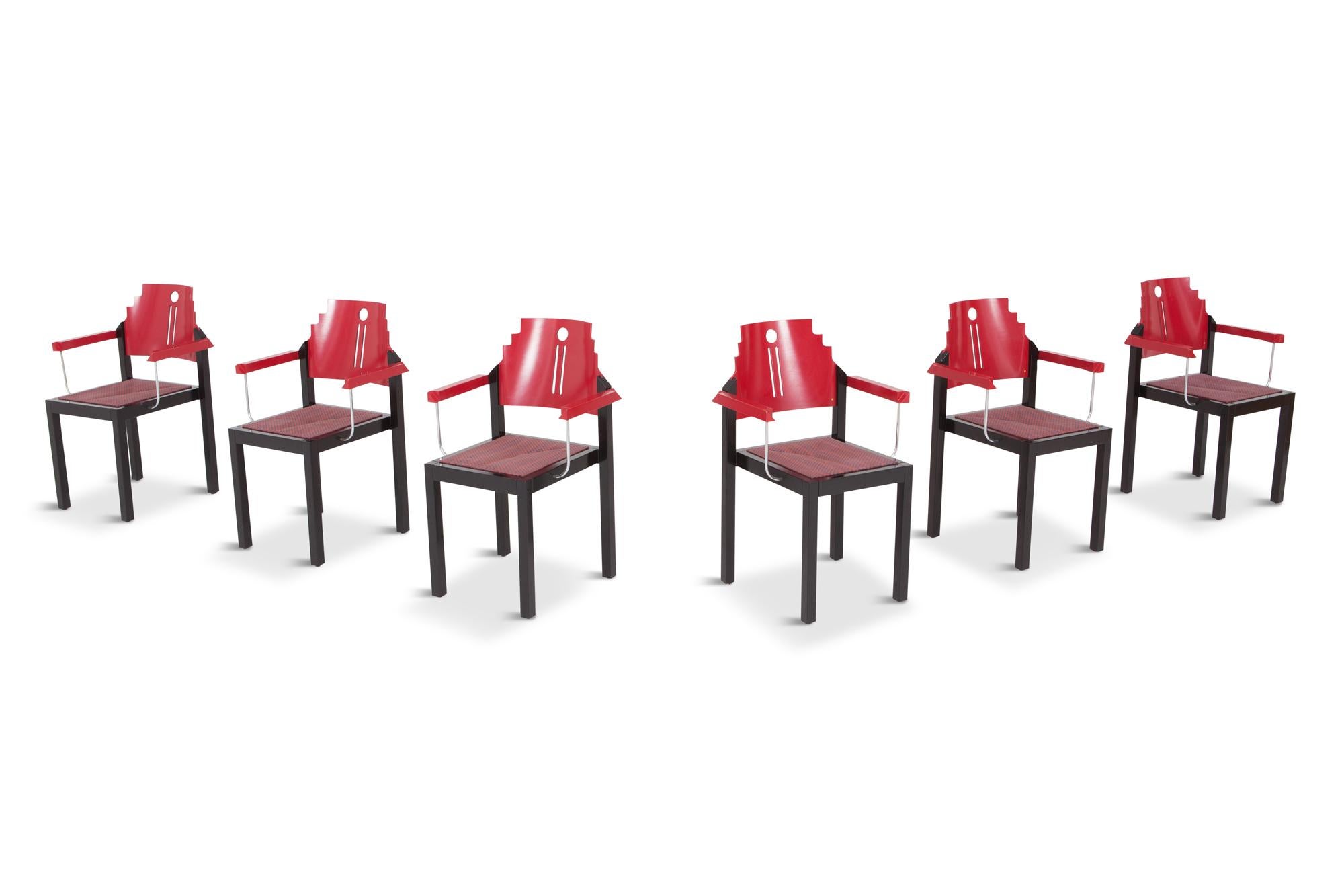 European Post-Modern Memphis Style Dining Chairs by Gebrüder Thonet Vienna  