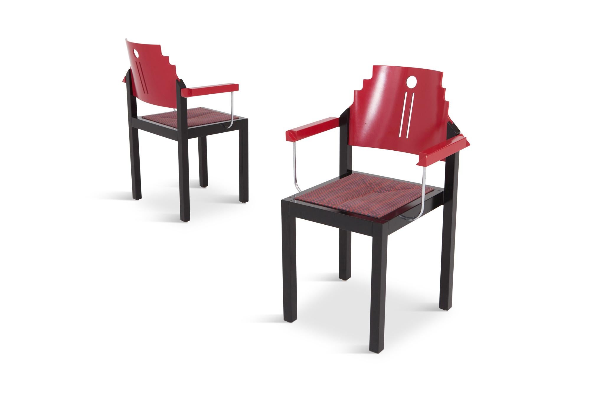 Post-Modern Memphis Style Dining Chairs by Gebrüder Thonet Vienna 2