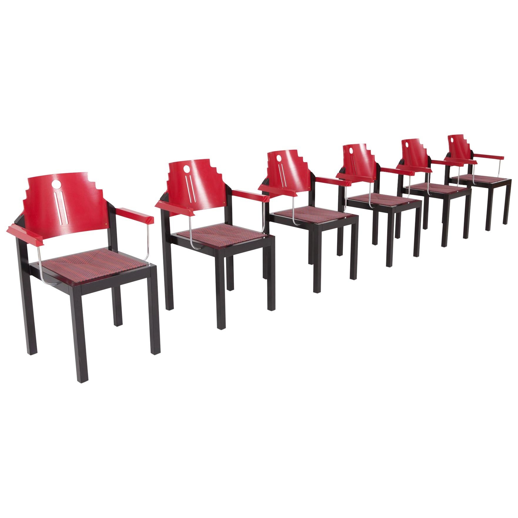 Post-Modern Memphis Style Dining Chairs by Gebrüder Thonet Vienna  