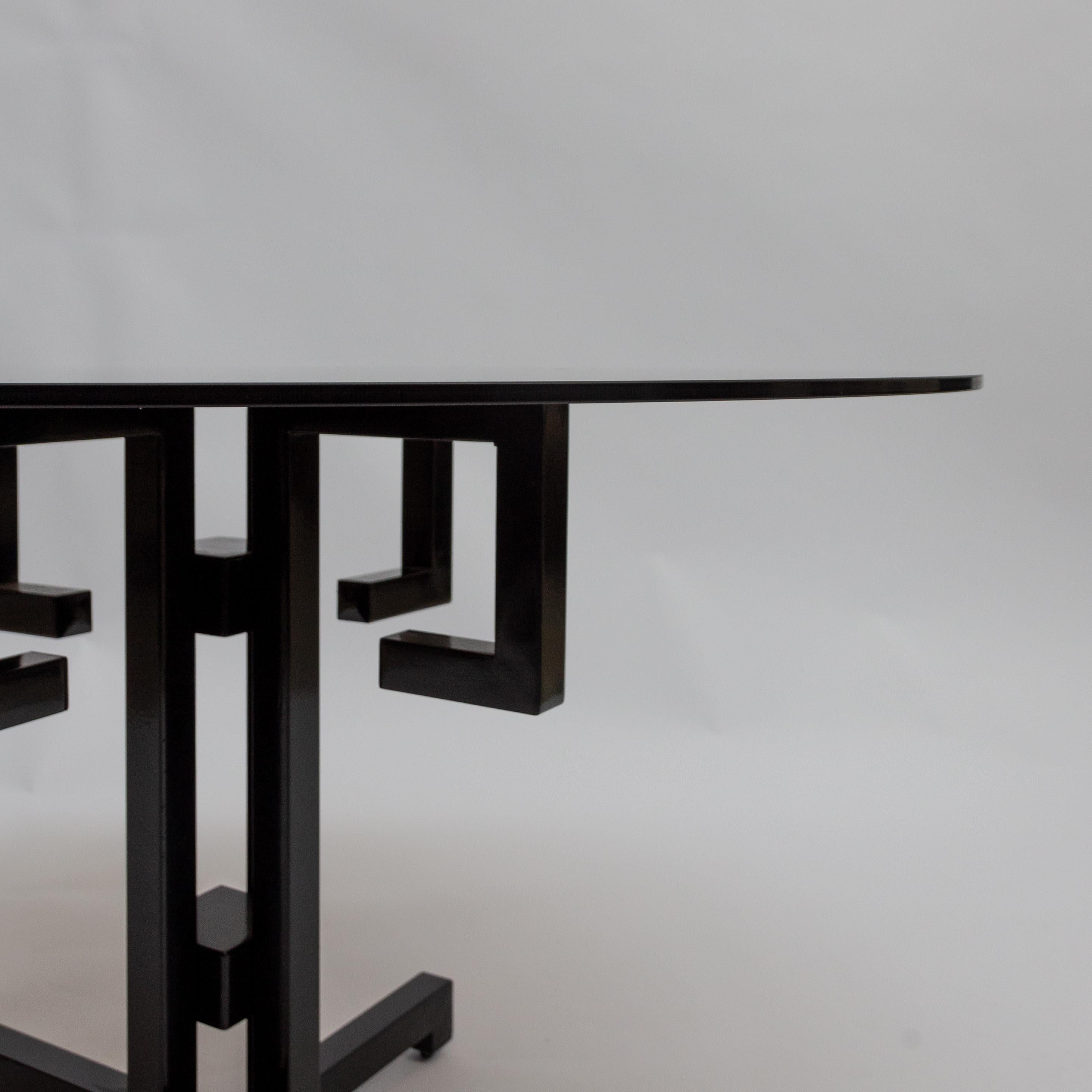 Memphis Style Dining or Side Table Smoked Glass, 1980s In Good Condition In Hilversum, NL
