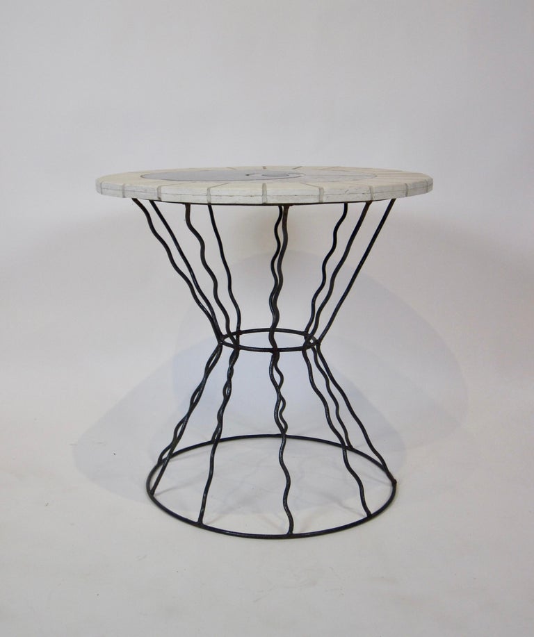 Memphis Era Stone and Glass Table on Wrought Iron Base with Third Eye
