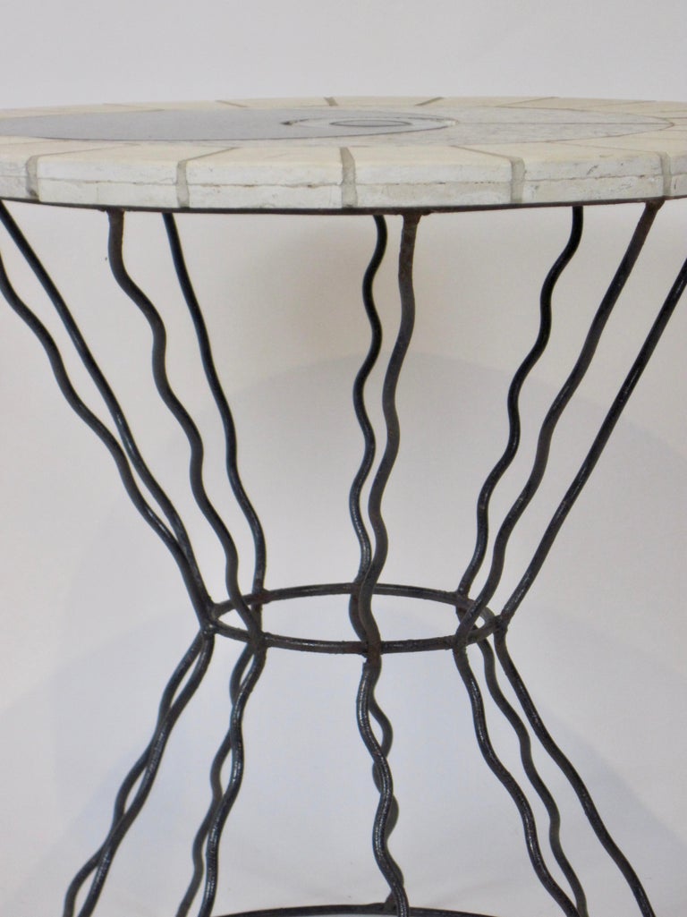 Memphis Era Stone and Glass Table on Wrought Iron Base with Third Eye