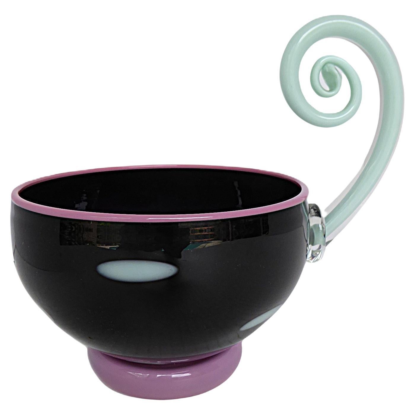 Memphis Era Unique Blown Glass Bowl by Pinkwater Glass Studio, New York 1988 For Sale