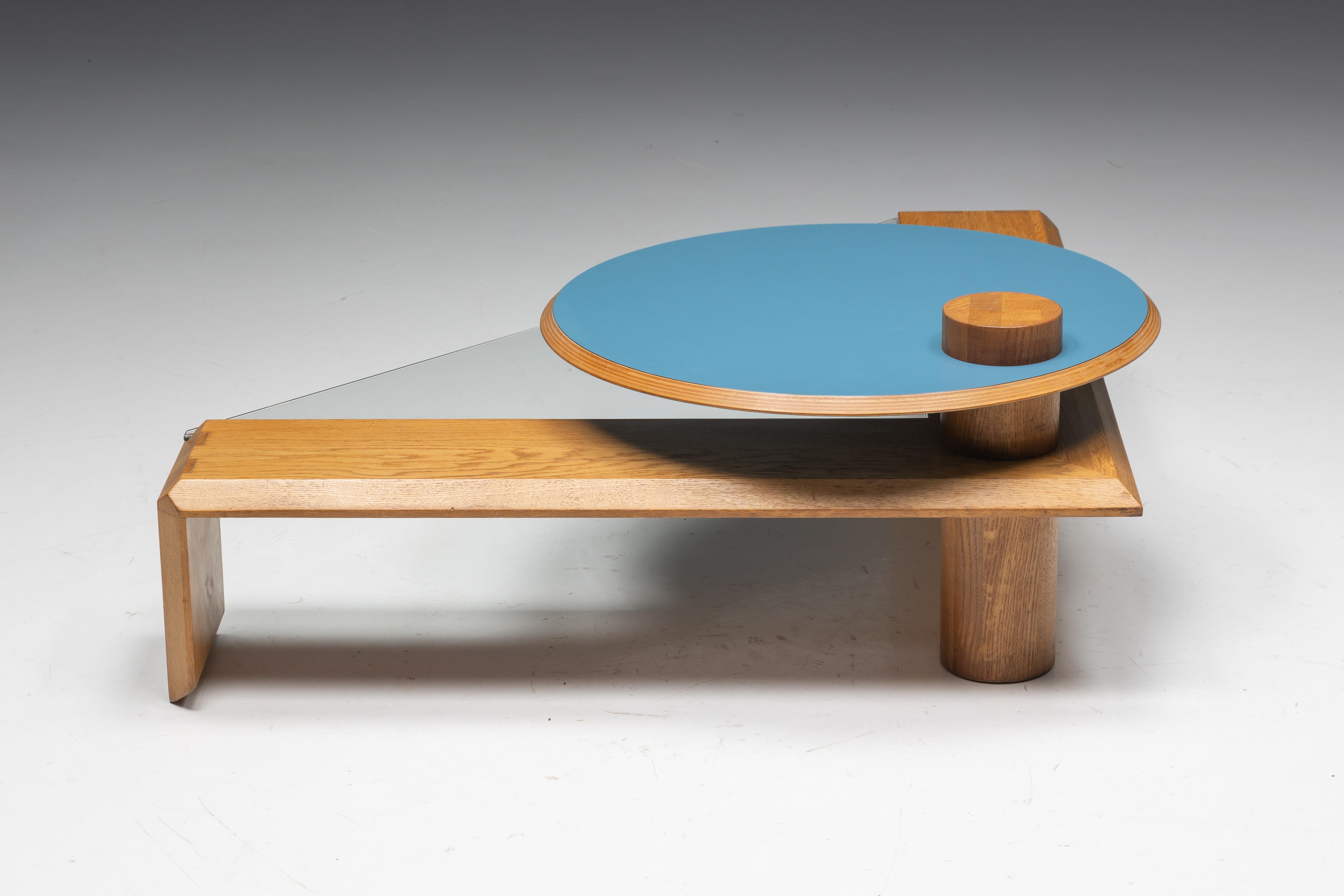 Verre Table basse géométrique Memphis, Italie, années 1980 en vente