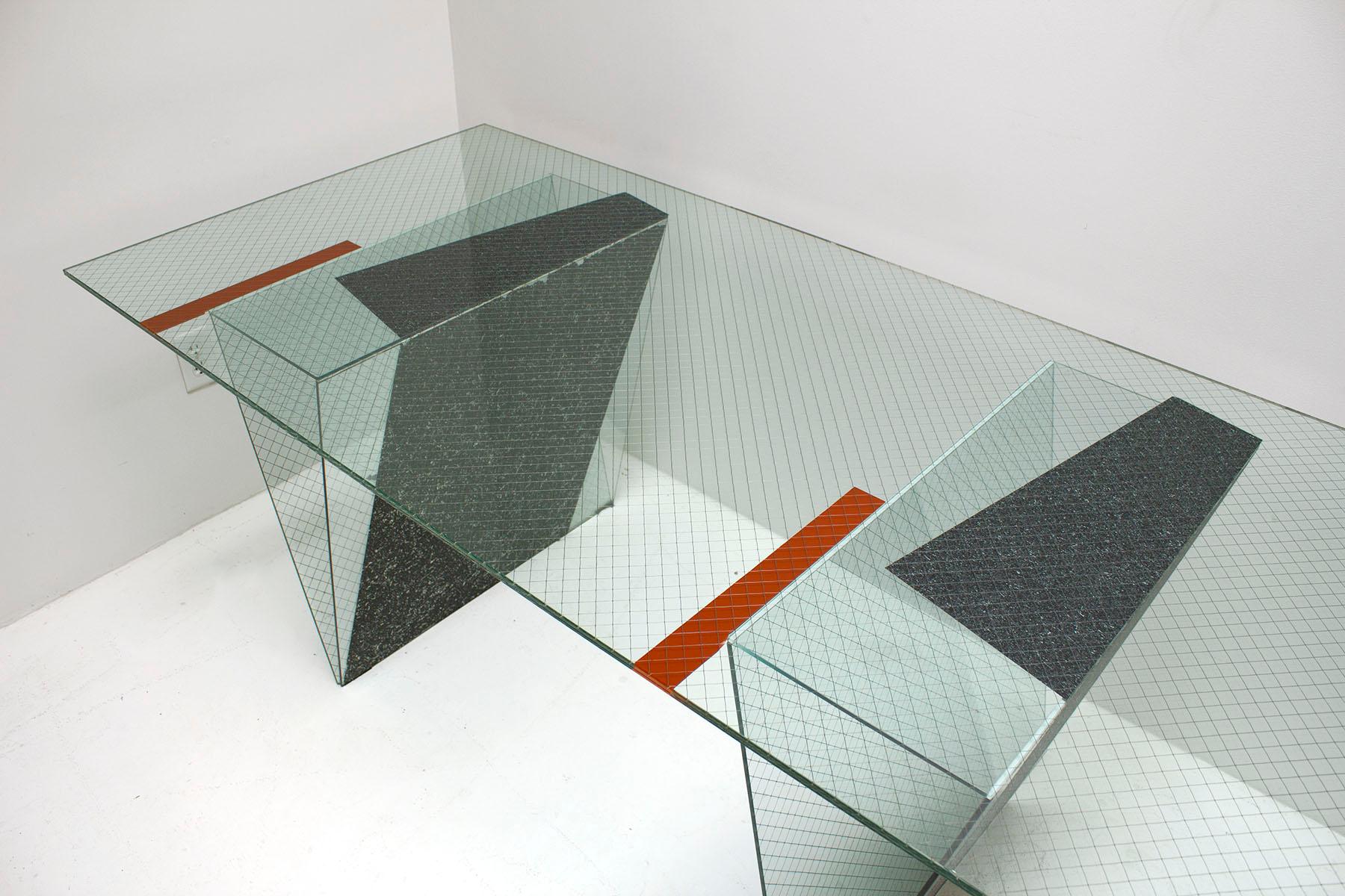 American Memphis Glass Desk Custom Made by Architect Robert Mangurian for Grace Designs