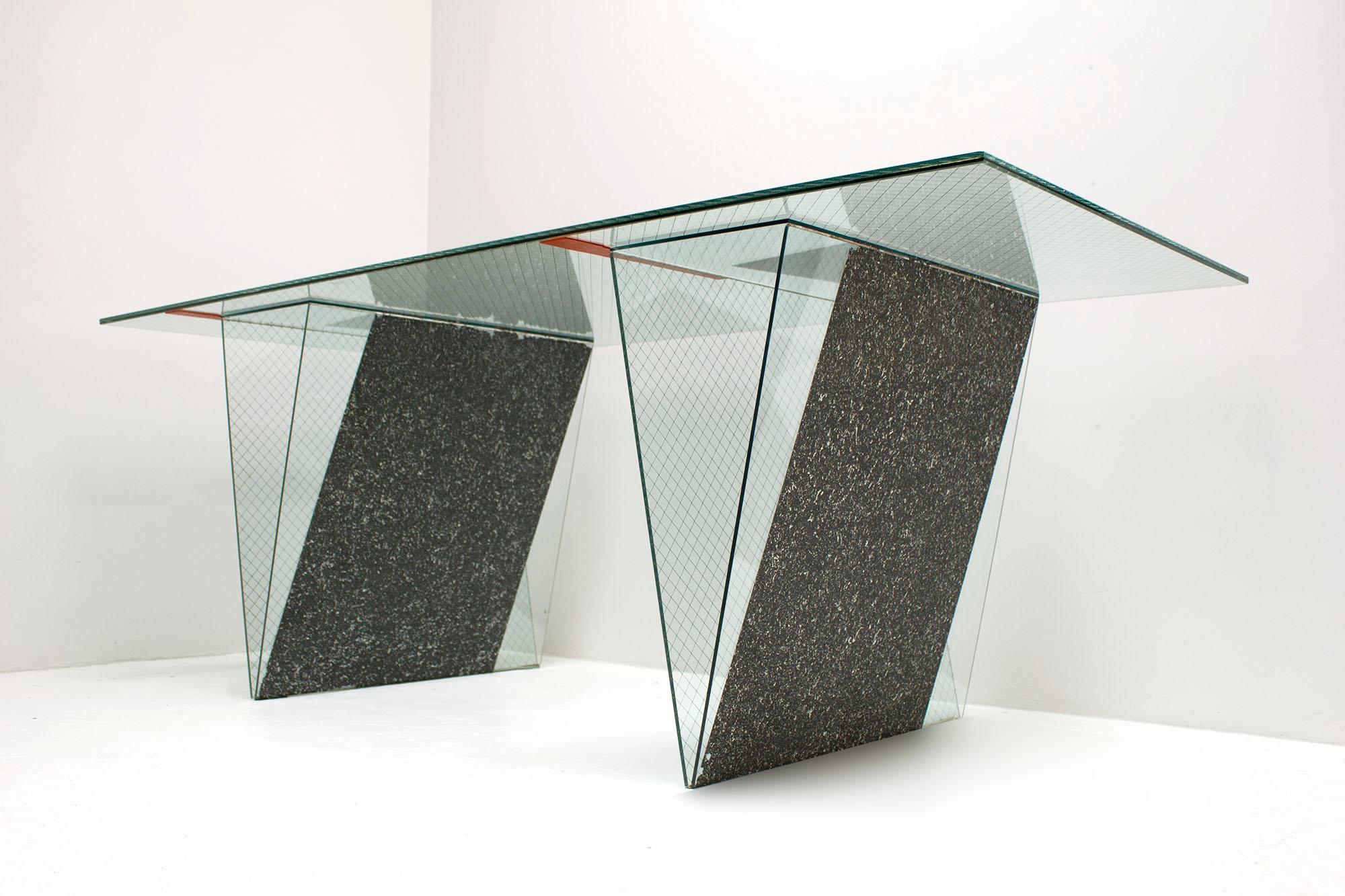 Late 20th Century Memphis Glass Desk Custom Made by Architect Robert Mangurian for Grace Designs