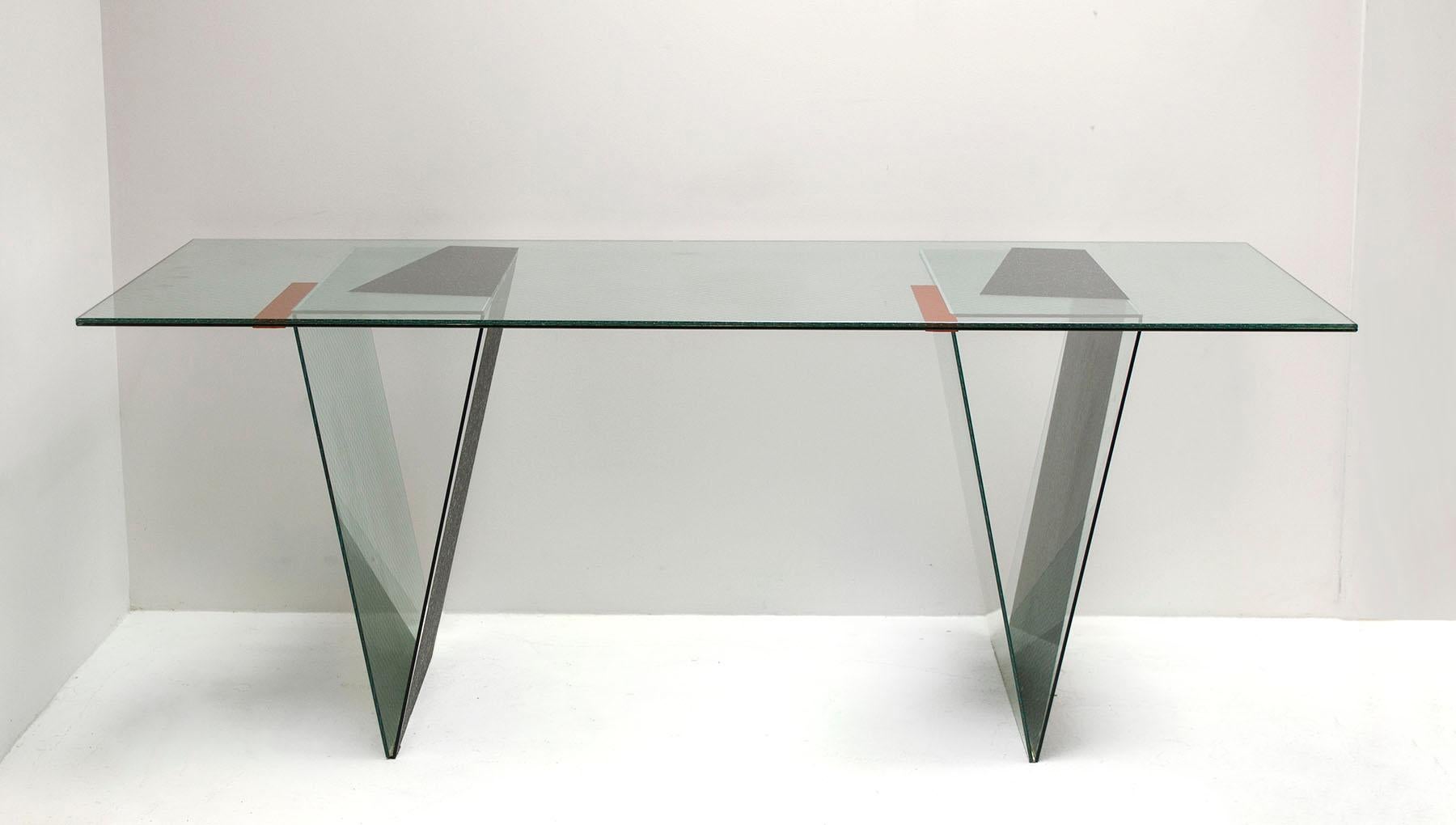 Memphis Glass Desk Custom Made by Architect Robert Mangurian for Grace Designs 1
