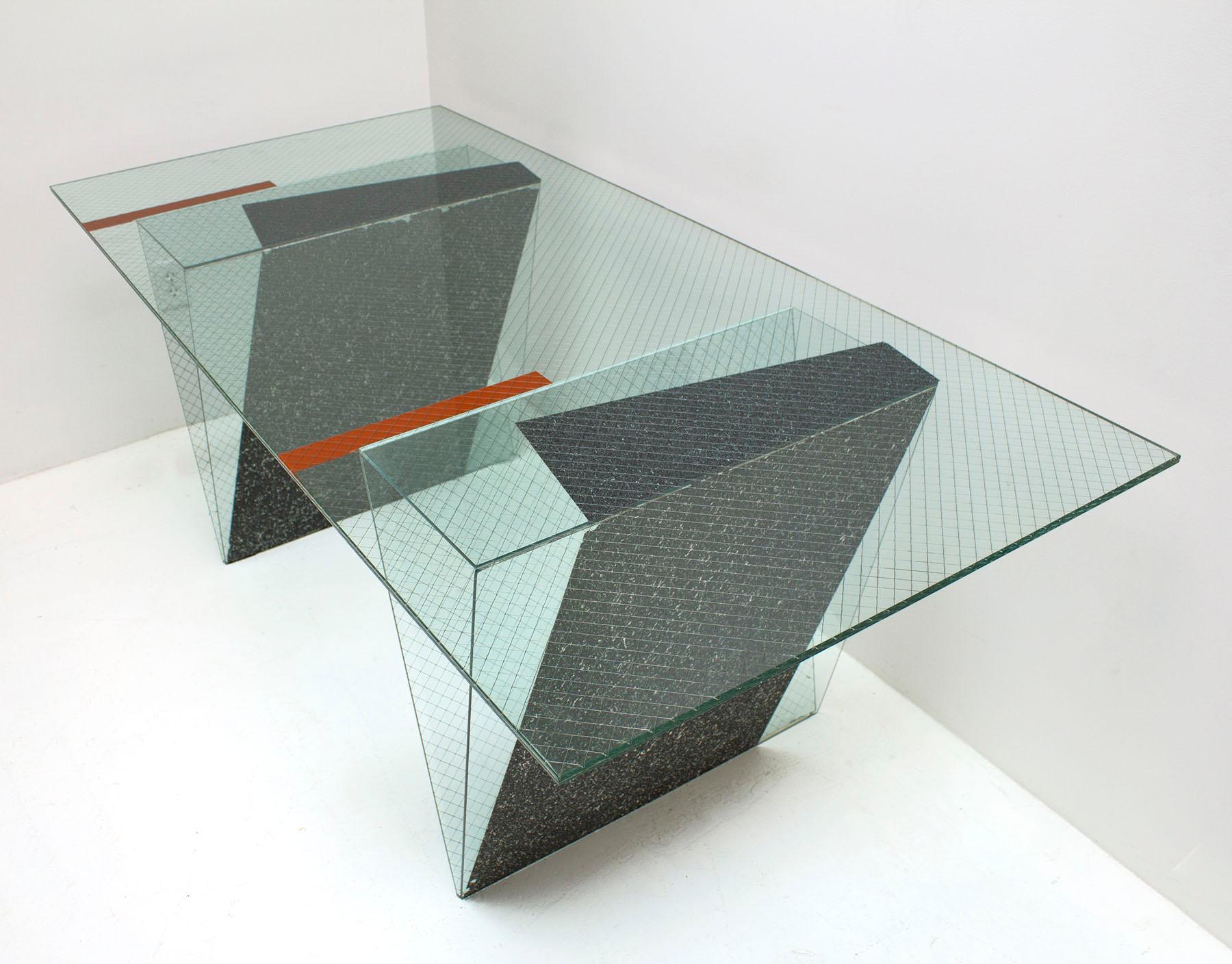 Memphis Glass Desk Custom Made by Architect Robert Mangurian for Grace Designs 2