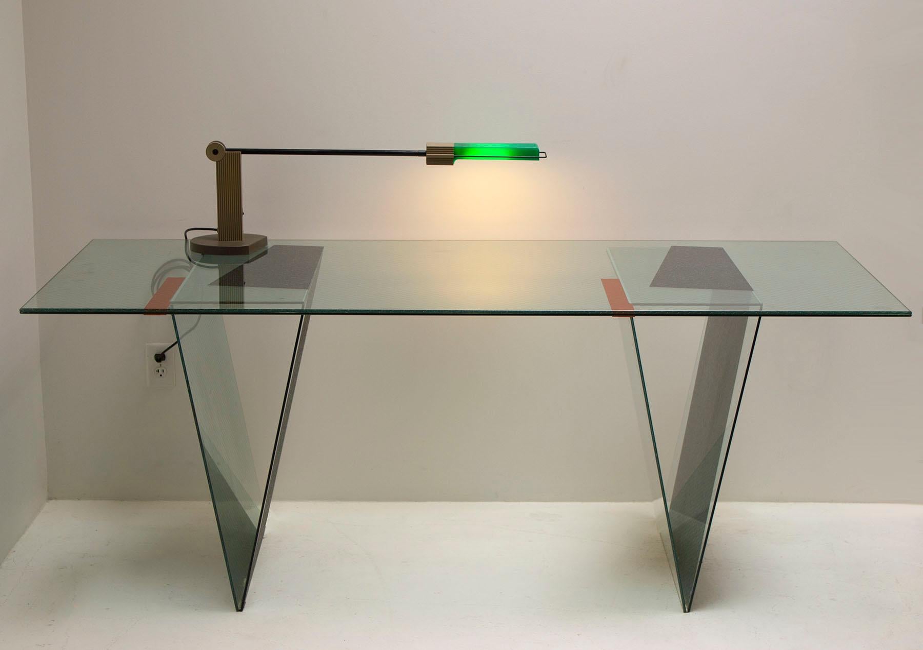 Memphis Glass Desk Custom Made by Architect Robert Mangurian for Grace Designs 3