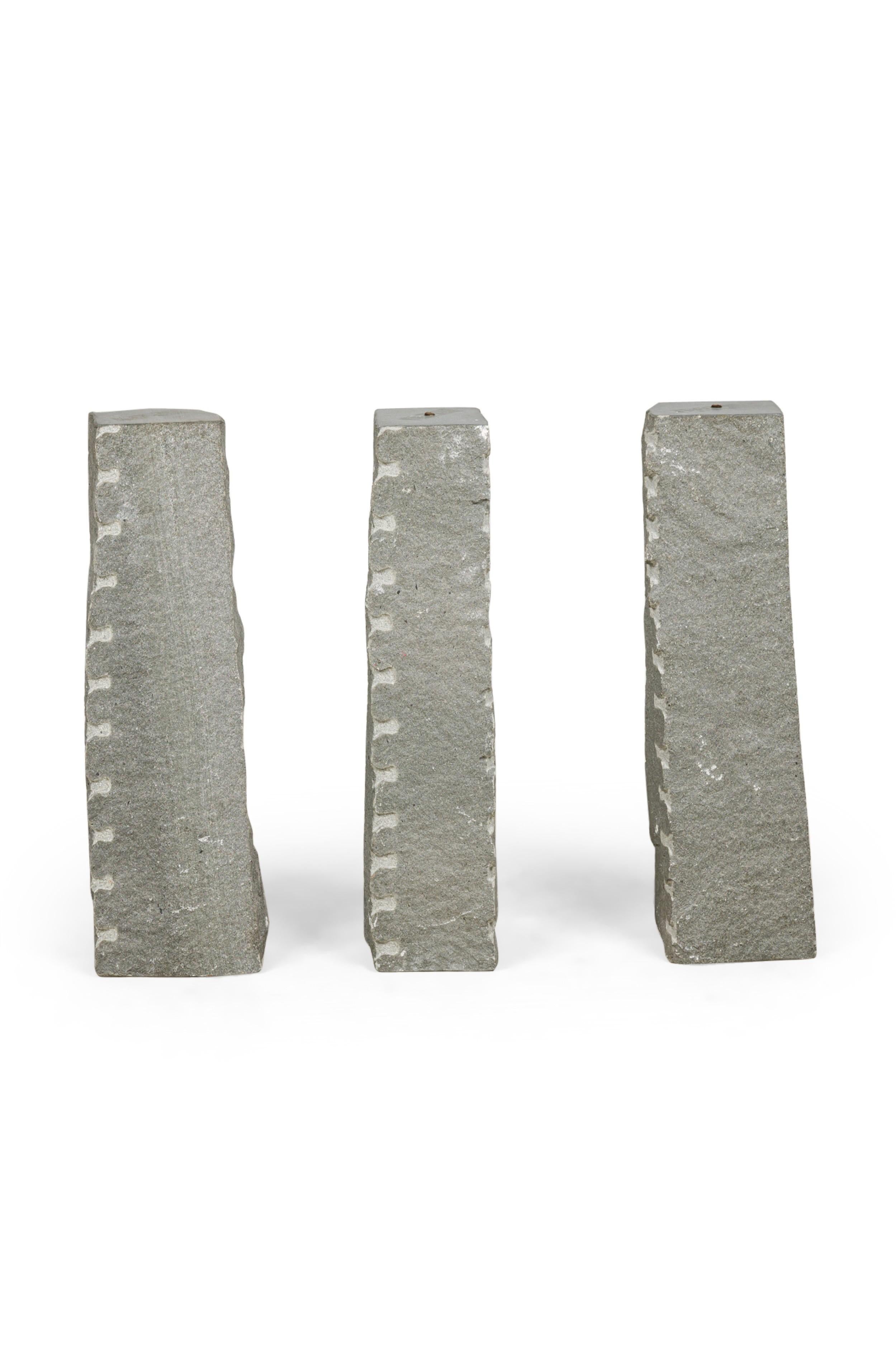 SET of 3 Mid-Century rectangular irregularly carved Memphis Granite Table Bases (MISSING TOP-CAN BE CUSTOMIZED)