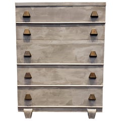 Memphis Group Style Faux Concrete Chest with Brass Pulls