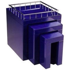 Memphis Group: Three Nesting Tables by Marco Zanini, Enameled Steel, Italy 1980s