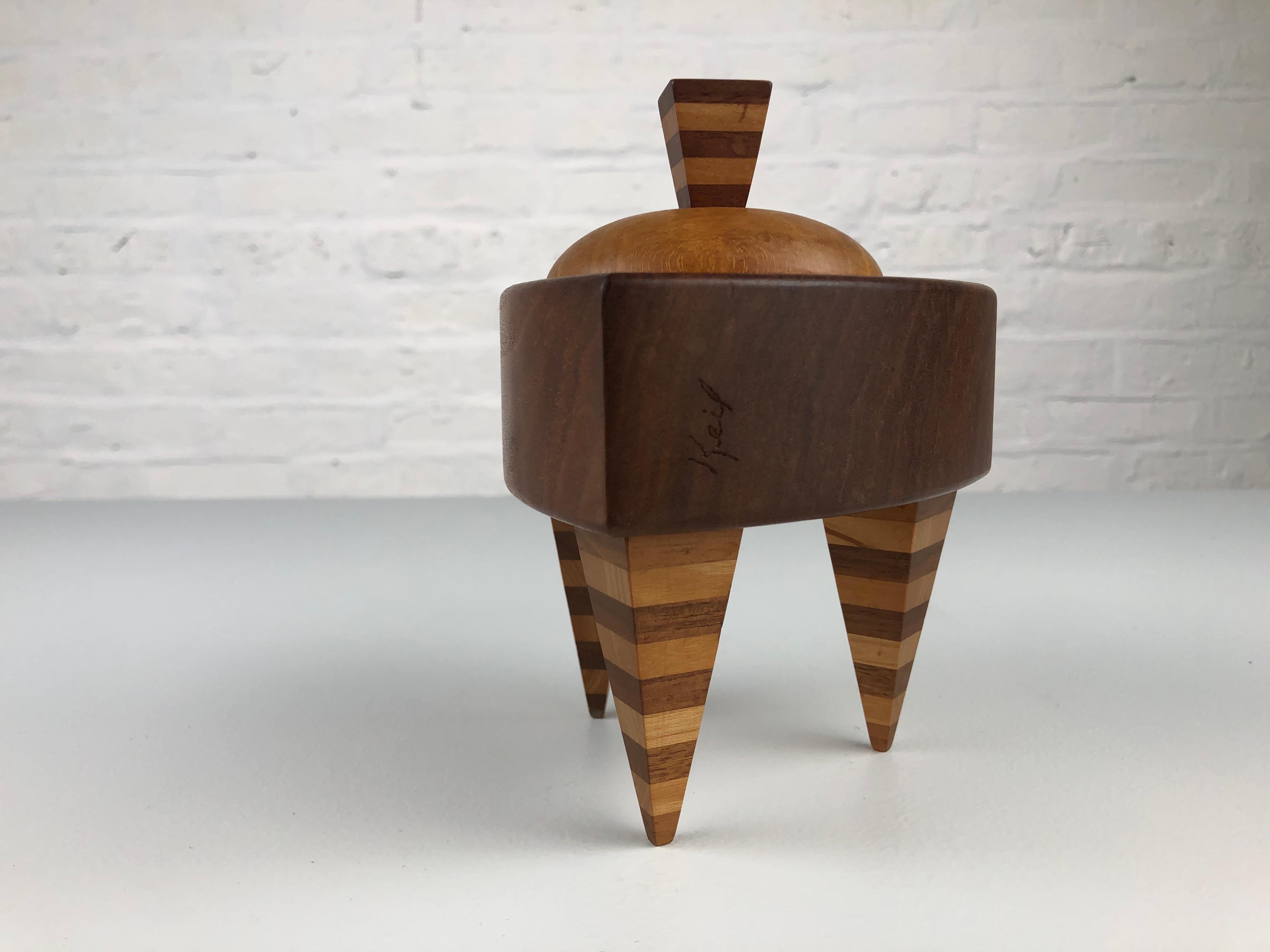 Memphis Handmade Trinket Box: Striking Woodwork, Postmodern Design  Collectible For Sale 3