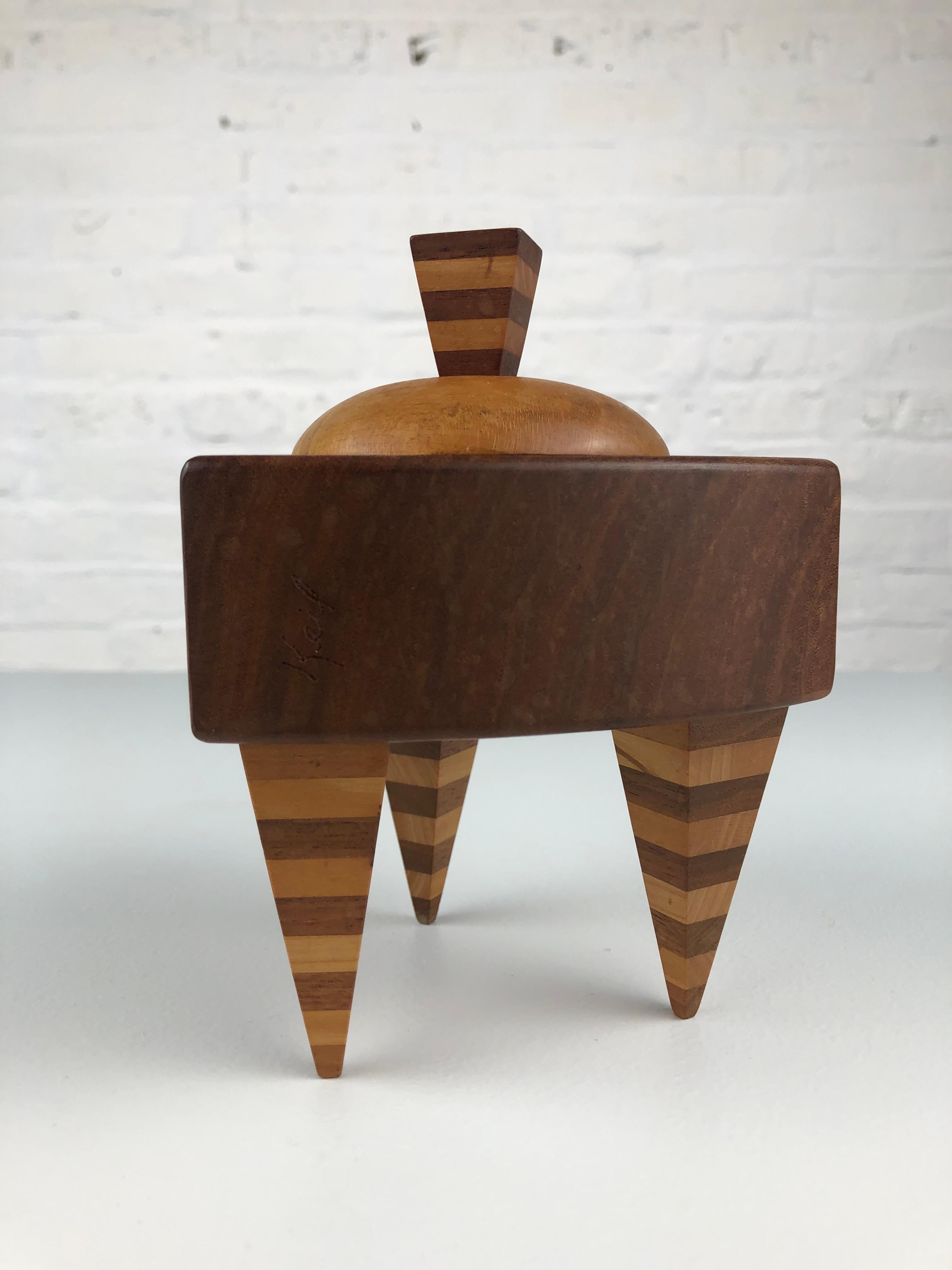 Memphis Handmade Trinket Box: Striking Woodwork, Postmodern Design  Collectible For Sale 4