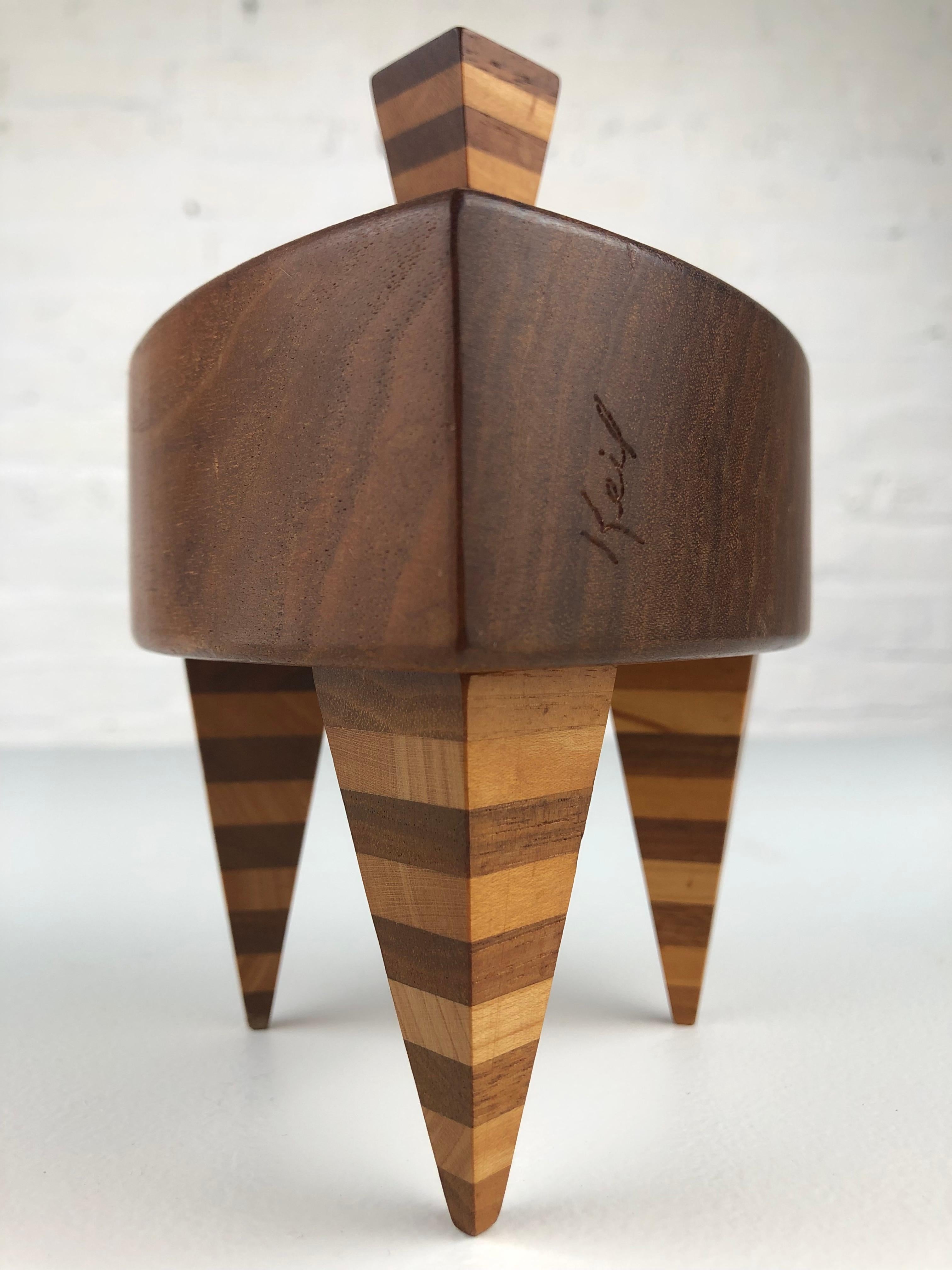 Memphis Handmade Trinket Box: Striking Woodwork, Postmodern Design  Collectible For Sale 7