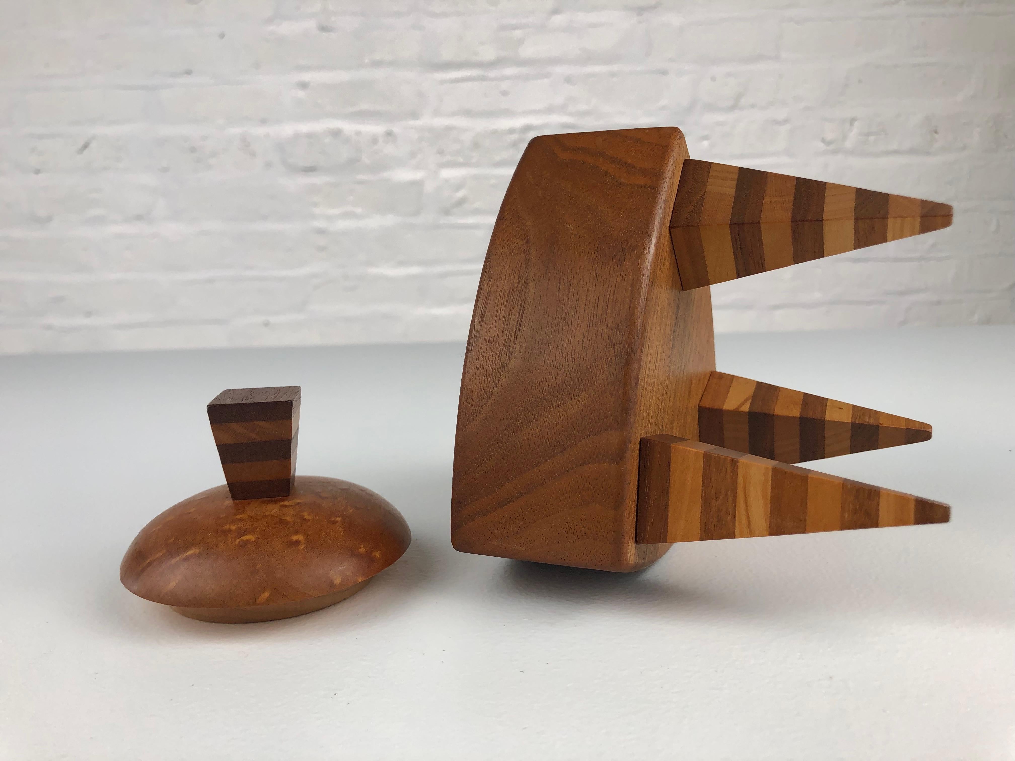 Memphis Handmade Trinket Box: Striking Woodwork, Postmodern Design  Collectible For Sale 10