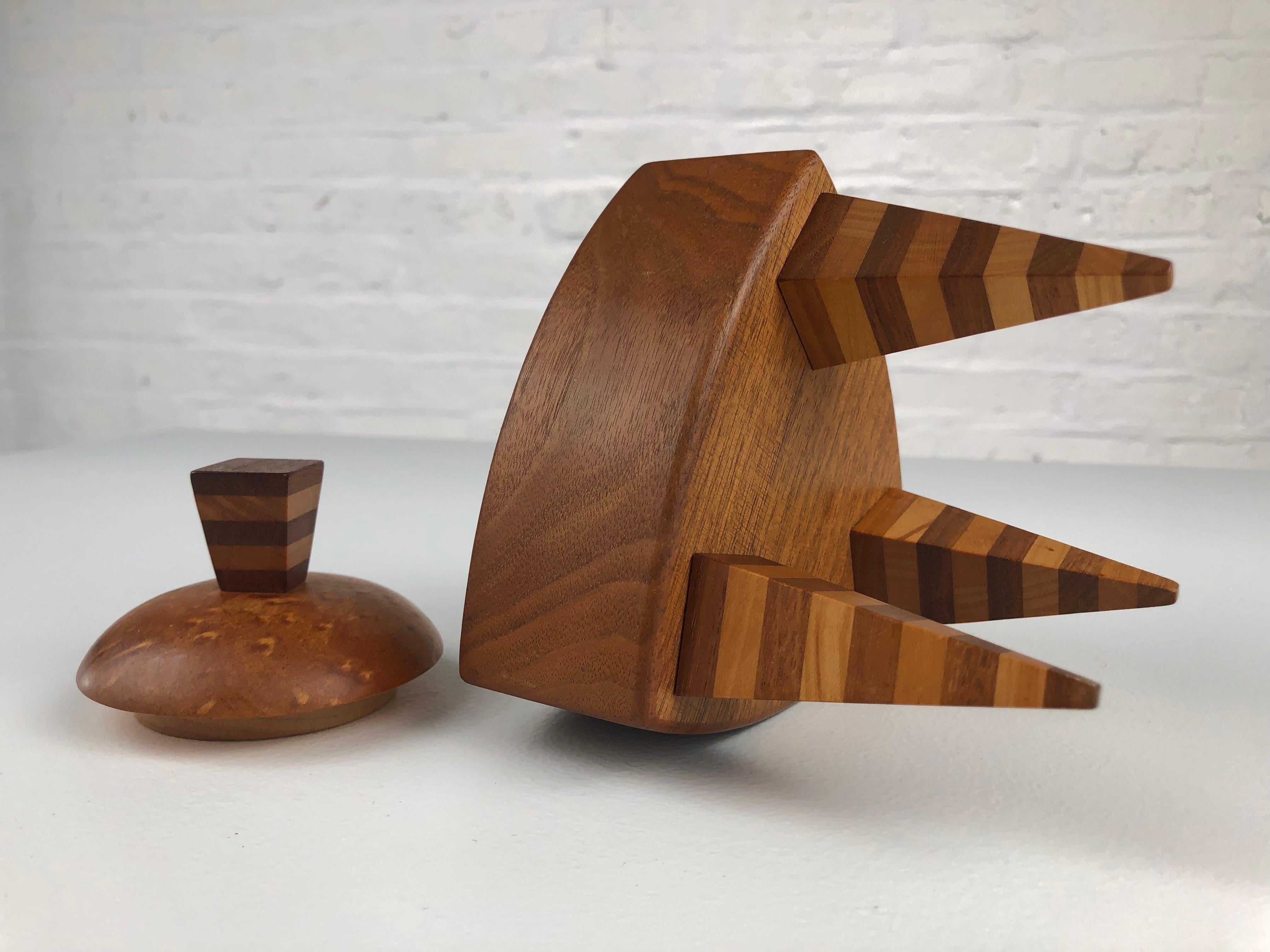 Memphis Handmade Trinket Box: Striking Woodwork, Postmodern Design  Collectible For Sale 11
