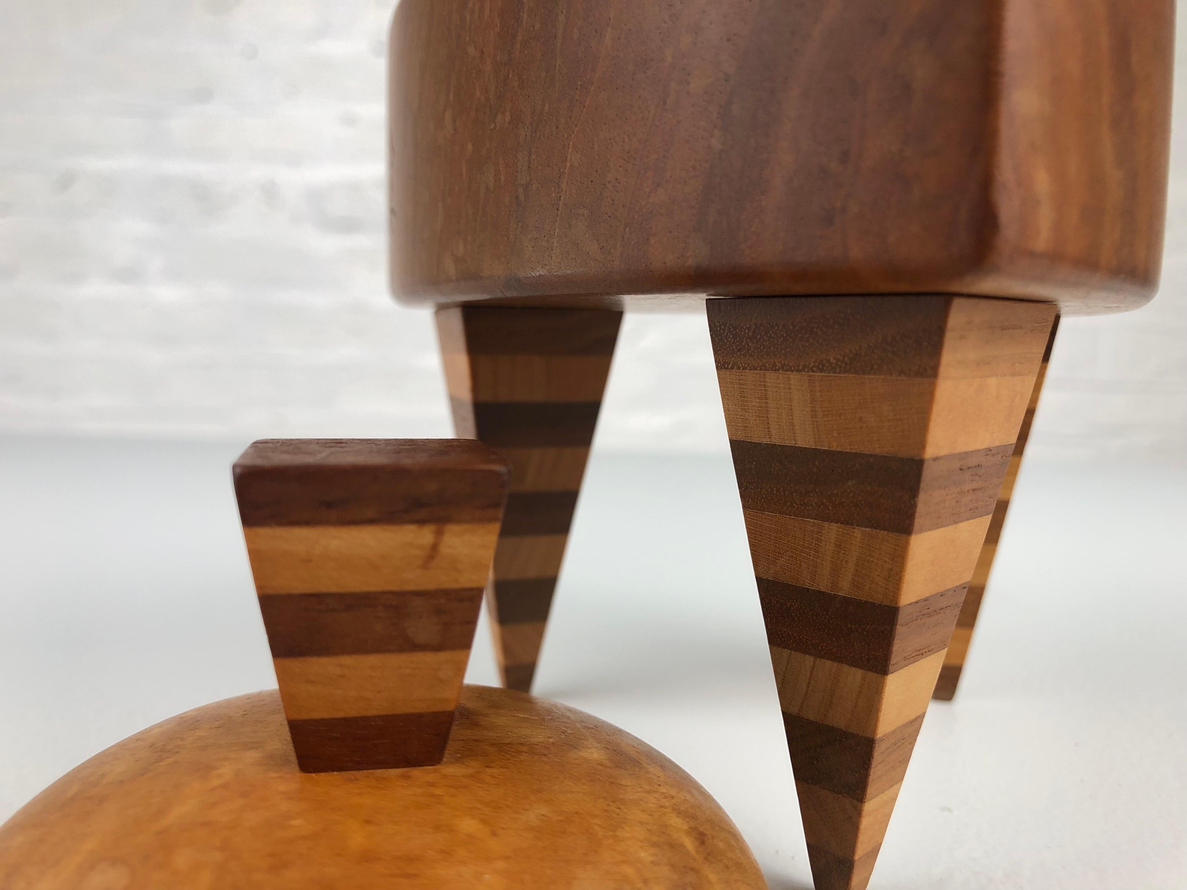 Memphis Handmade Trinket Box: Striking Woodwork, Postmodern Design  Collectible For Sale 1