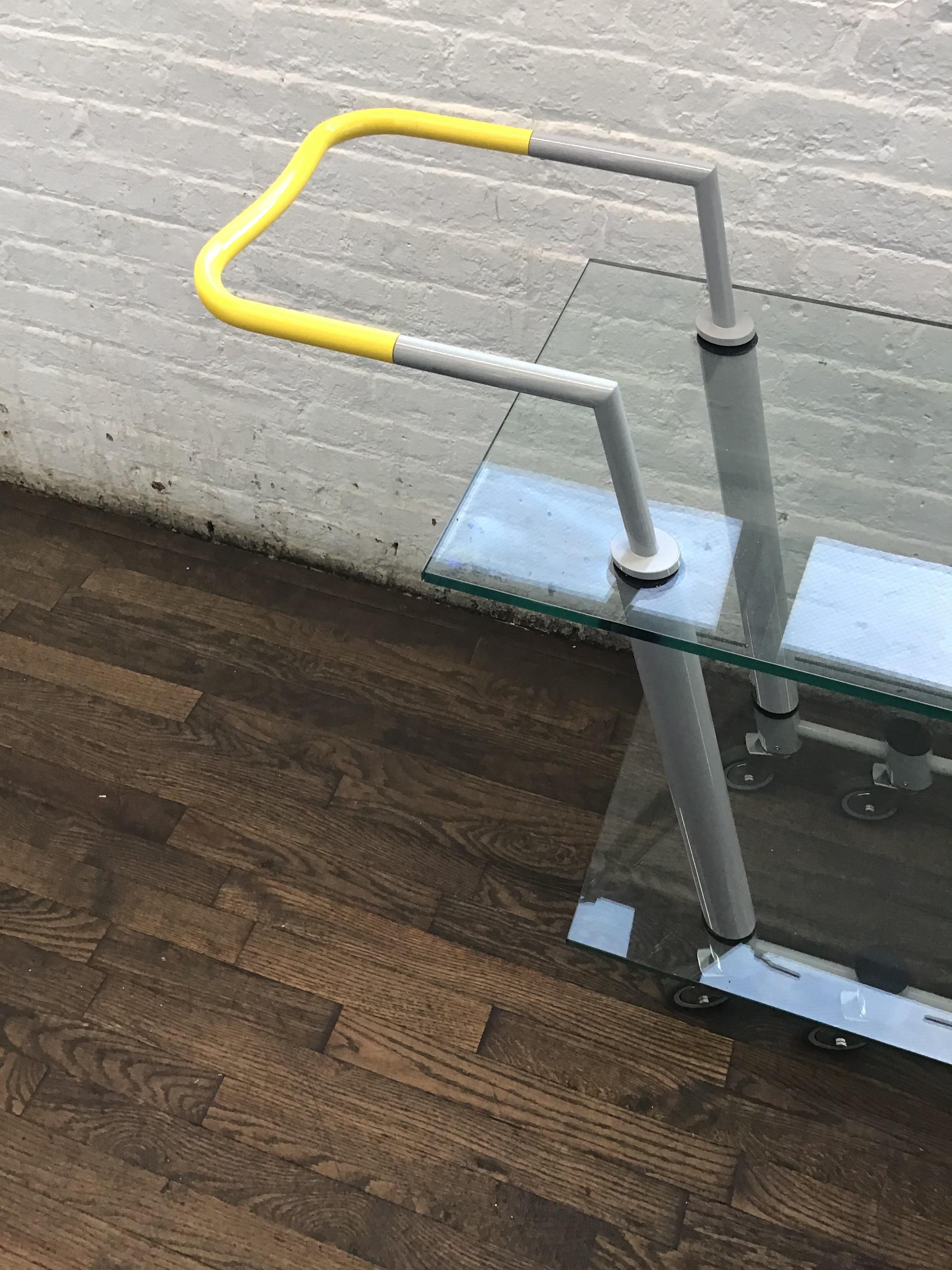 Post-Modern HILTON Glass Trolley/BarCart by Javier Mariscal for Memphis Milano For Sale