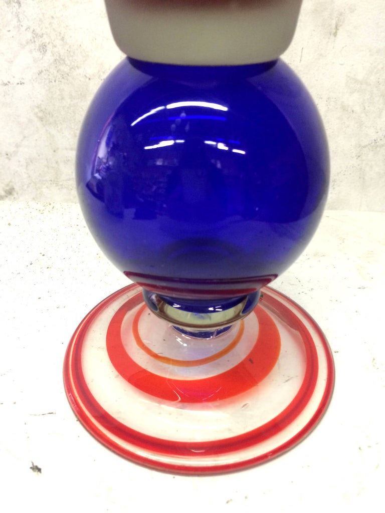 Memphis Inspired Colorful Glass Studio Vase For Sale 2