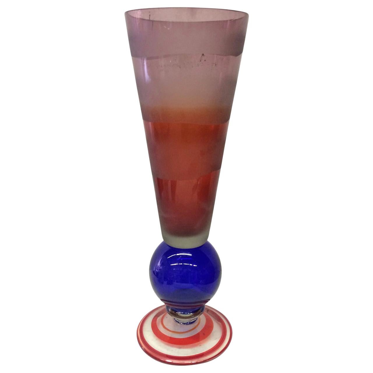Memphis Inspired Colorful Glass Studio Vase
