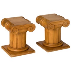 Memphis Inspired Solid Sycamore Ionic Stools or End Tables, Italy, 1970's